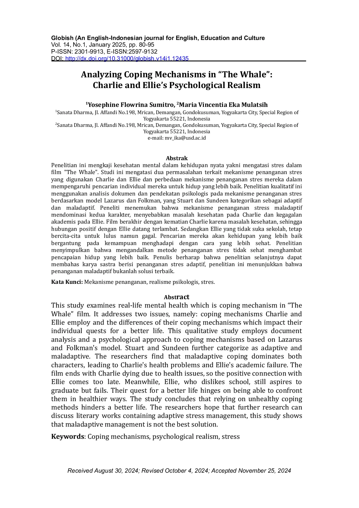 JURIS Analyzing Coping Mechanisms in The Whale Ay Charlie and Ellie s Psychological Realism