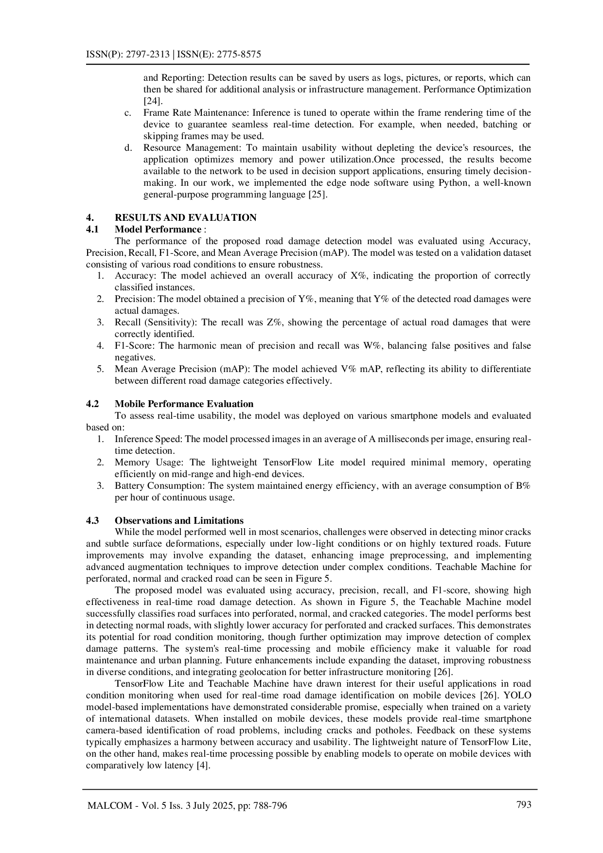 juris Real Time Road Damage Detection on Mobile Devices using TensorFlow Lite and Teachable Machine