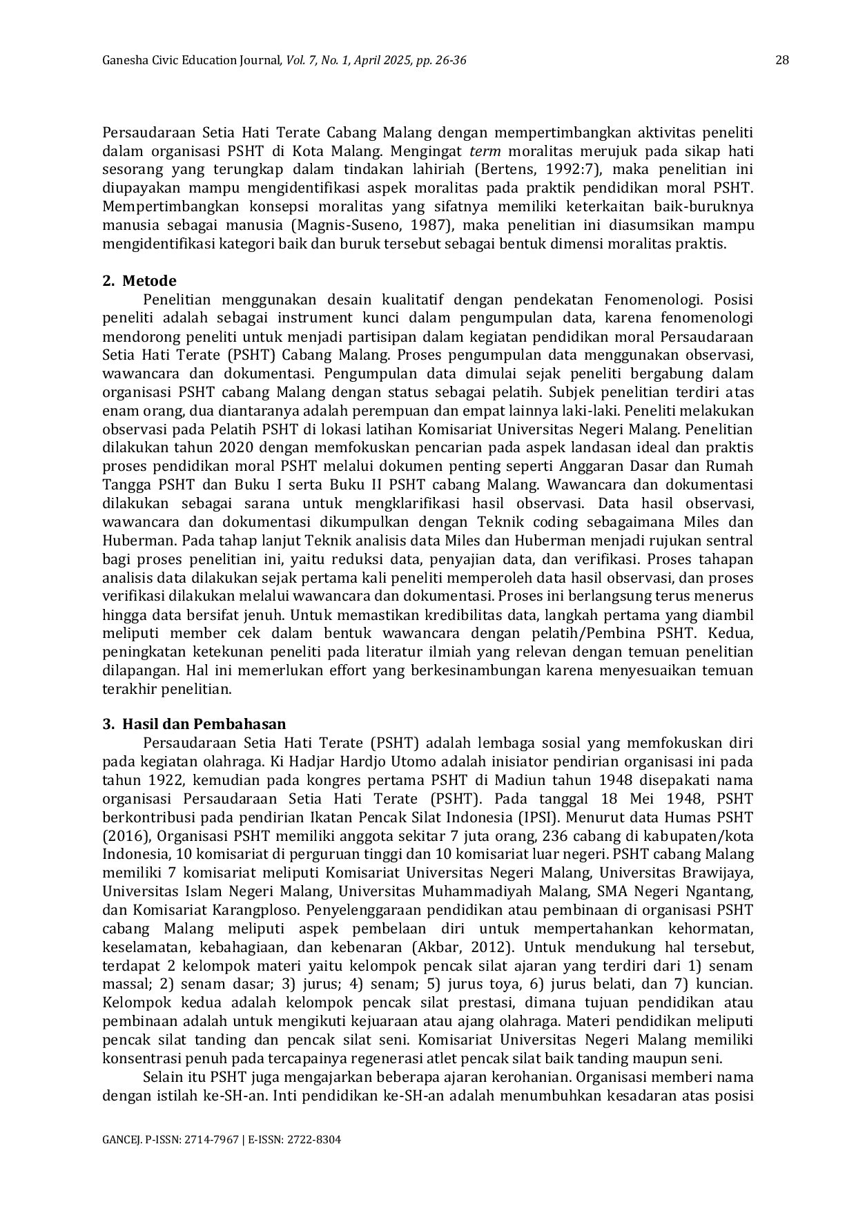 JURIS Kesenjangan Moral In Document Dan Moral In Action Praktik Pendidikan Moral Persaudaraan Setia Hati Terate Cabang Malang