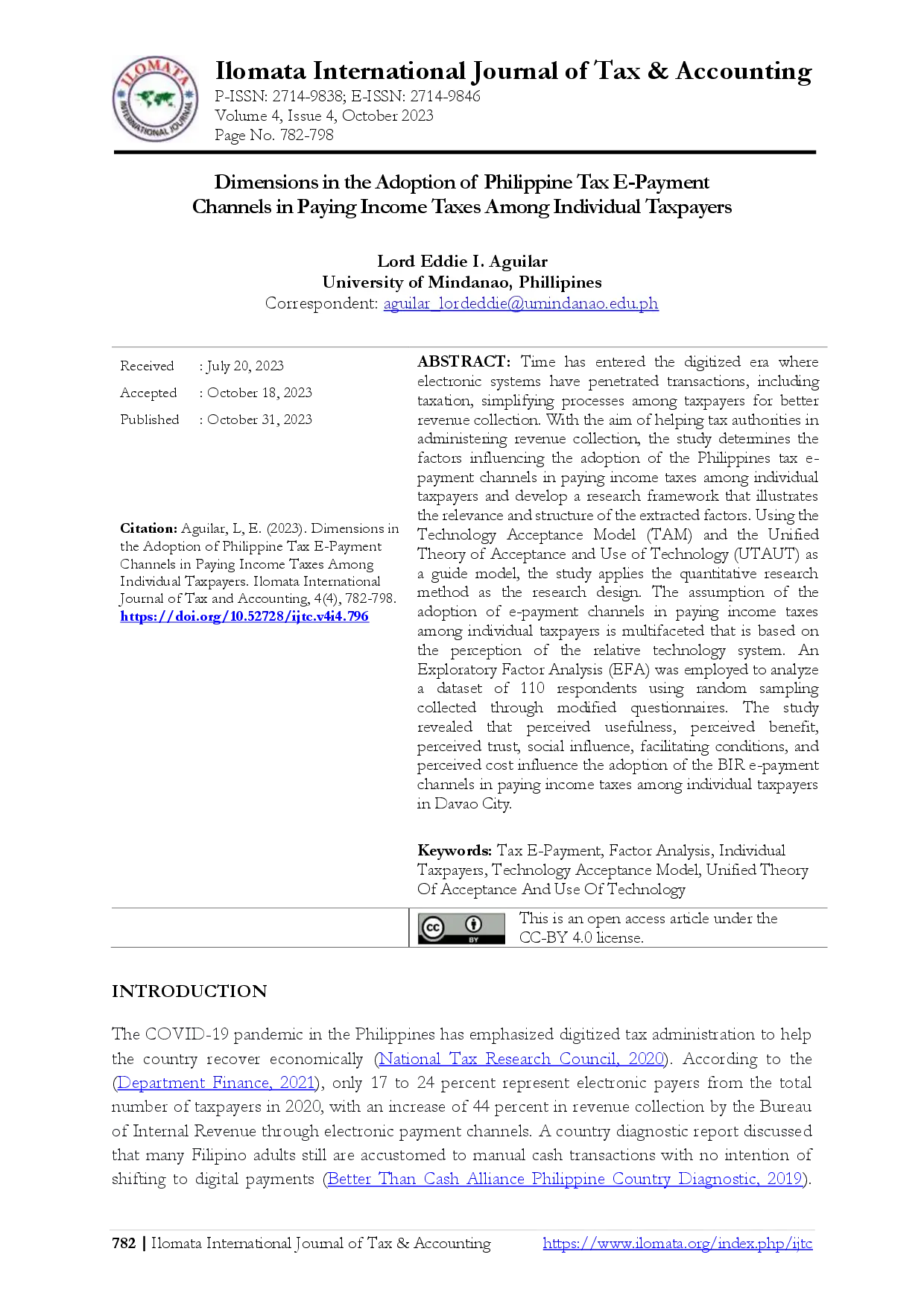 juris Dimensions in the Adoption of Philippine Tax E Payment Channels in Paying Income Taxes Among Individual Taxpayers