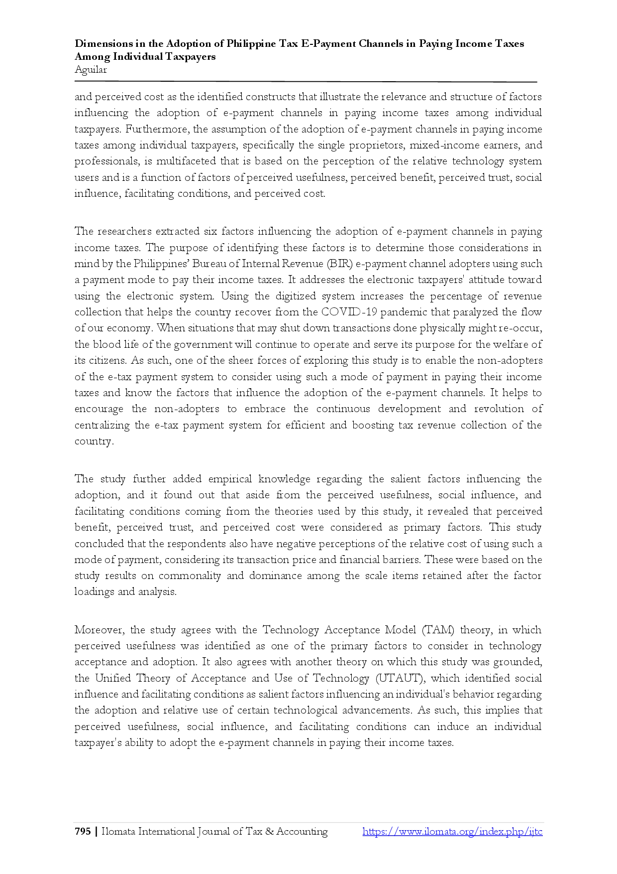 juris Dimensions in the Adoption of Philippine Tax E Payment Channels in Paying Income Taxes Among Individual Taxpayers