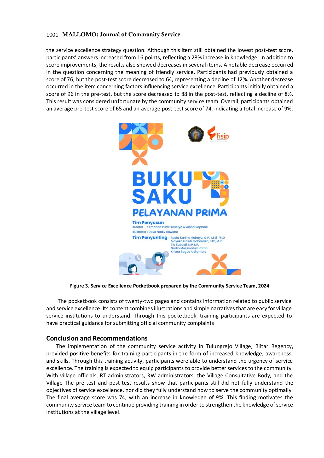 JURIS Capacity Building Training to Realize Service Excellence in Tulungrejo Village Blitar Regency