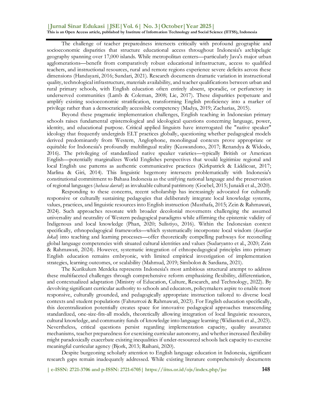 JURIS Between global aspiration and local reality English Teaching in Indonesian primary schools Prospects barriers and policy innovations