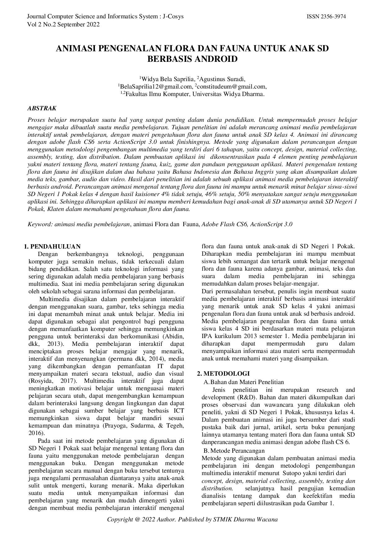 JURIS Animasi Pengenalan Flora Dan Fauna Untuk Anak Sd Berbasis Android