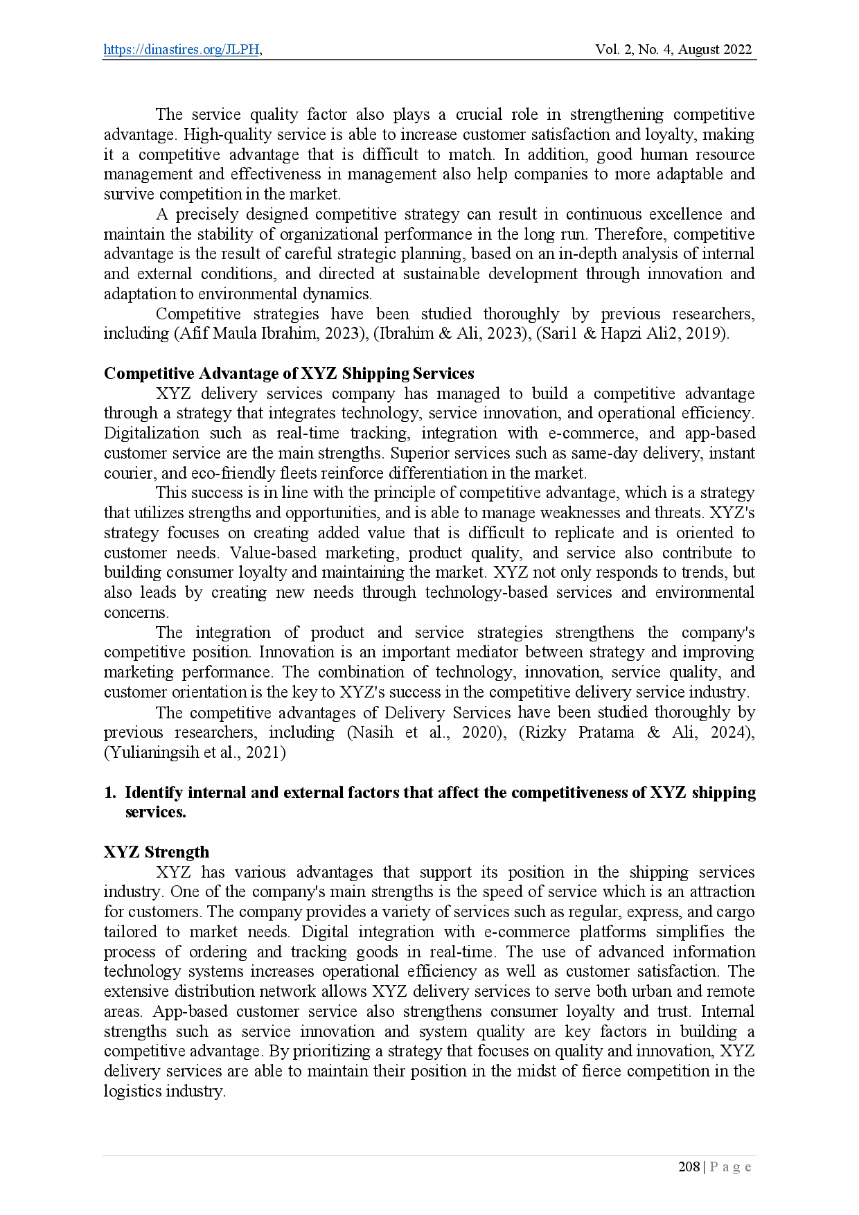 juris SWOT Analysis for XYZ Shipping Services Competitive Advantage