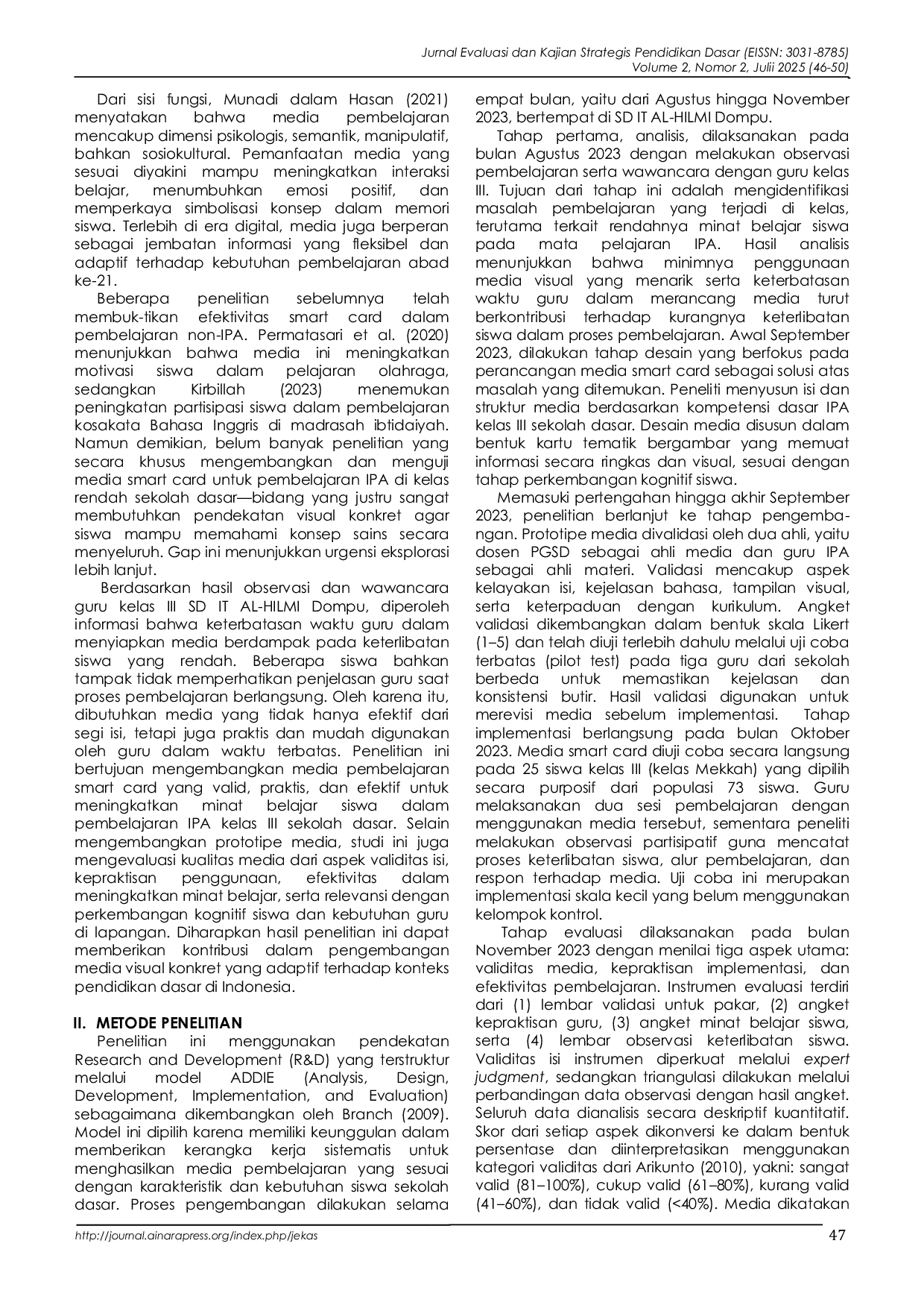 JURIS Pengembangan Media Pembelajaran Smart Cards untuk Meningkatkan Minat Belajar Siswa Sekolah Dasar