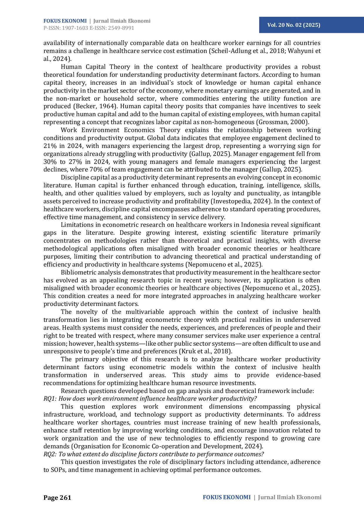 JURIS Ekonometrika Produktivitas Pekerja Kesehatan Faktor Penentu dalam Kerangka Transformasi Kesehatan Inklusif