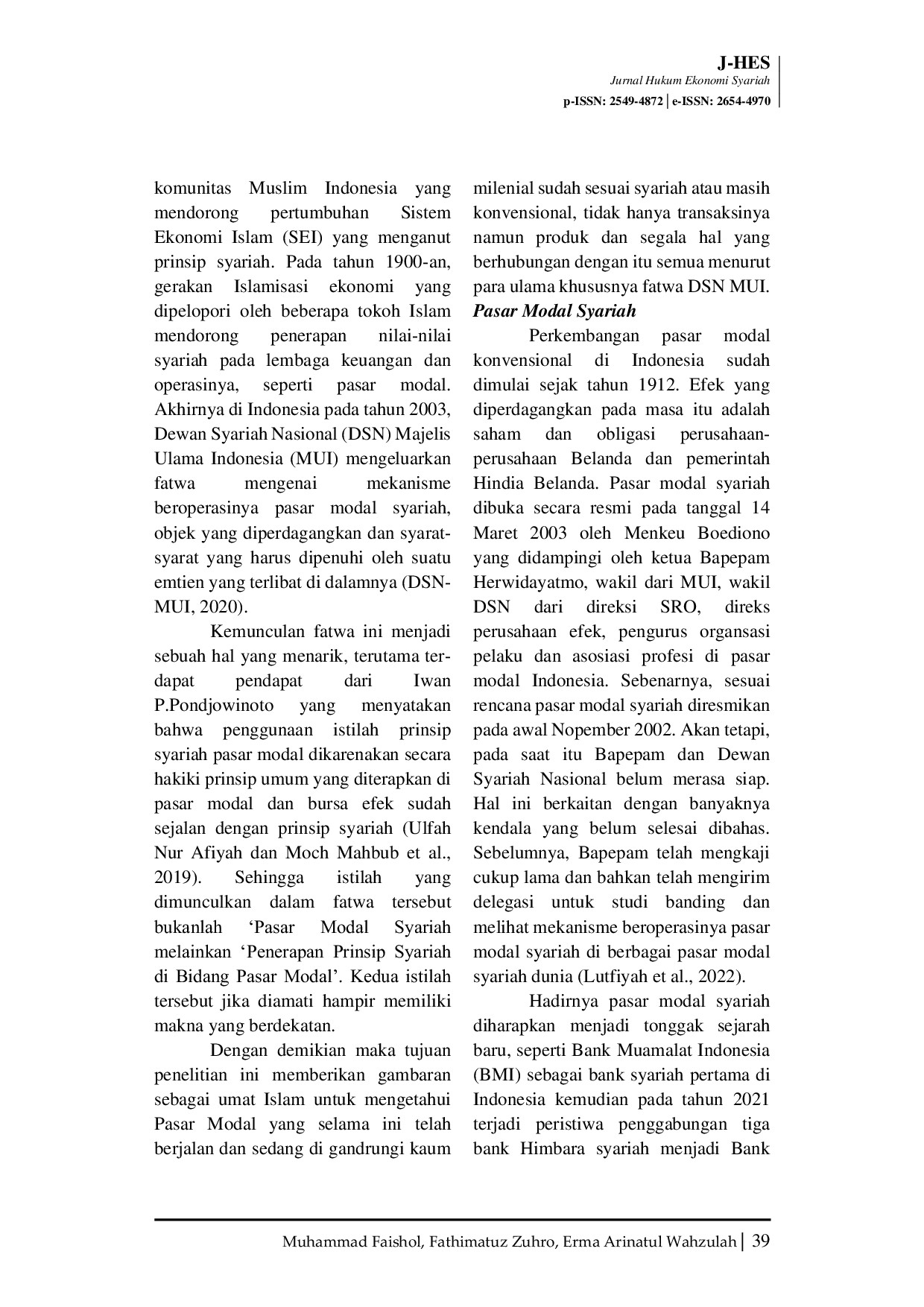 JURIS Analisis Pasar Modal Syariah Berdasarkan Fatwa Dewan Syariah Nasional Majelis Ulama Indonesia Nomor 40 DSN MUI X 2002