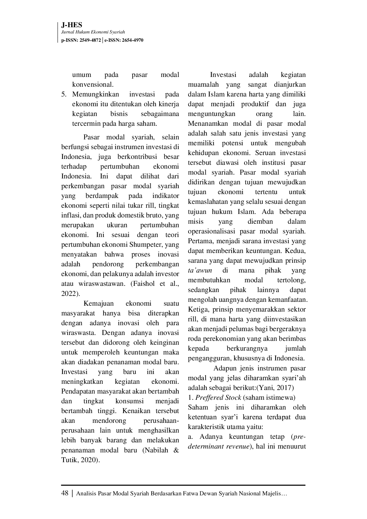 JURIS Analisis Pasar Modal Syariah Berdasarkan Fatwa Dewan Syariah Nasional Majelis Ulama Indonesia Nomor 40 DSN MUI X 2002