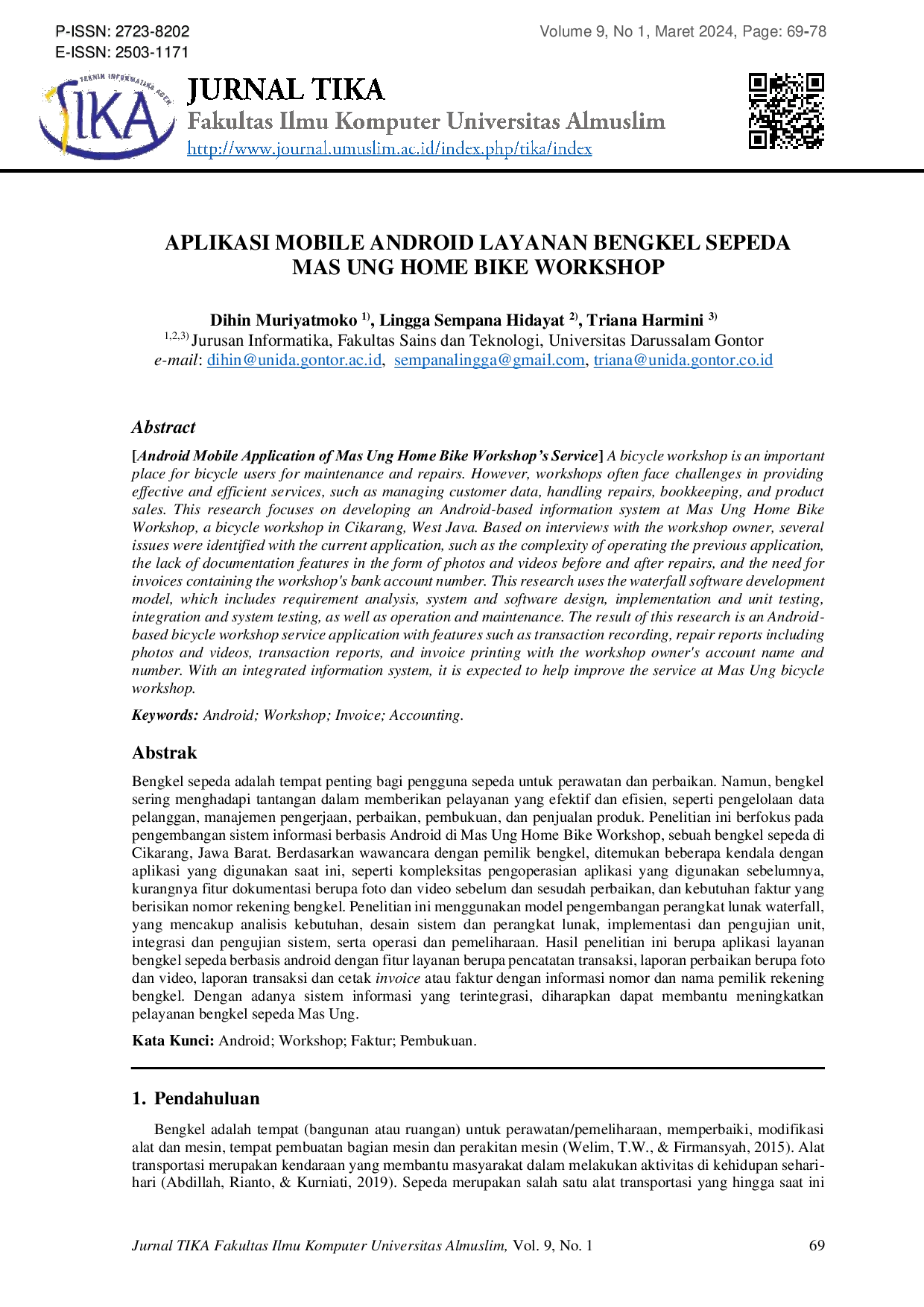 JURIS Android Mobile Application of Mas Ung Home Bike Workshop s Service