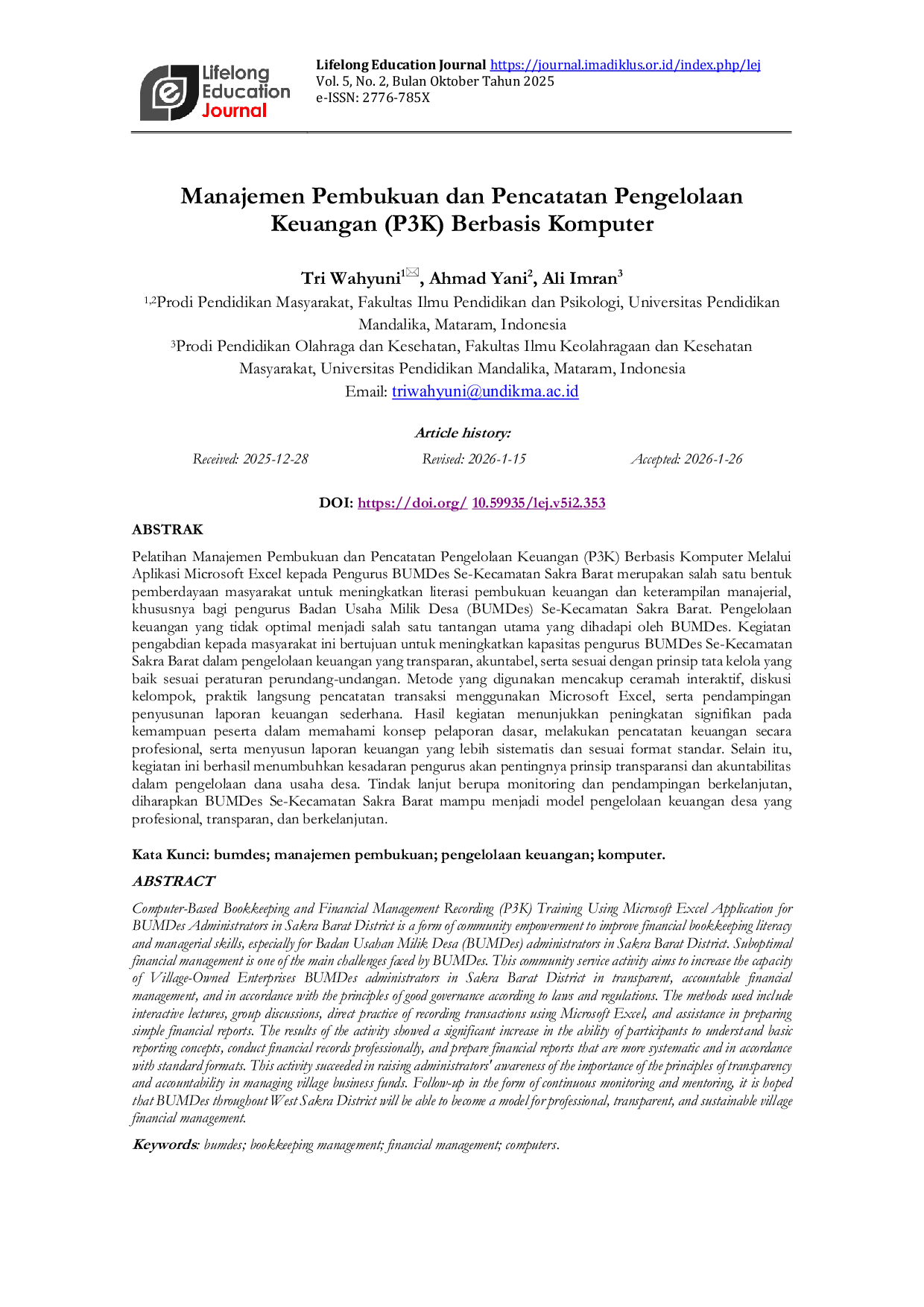 JURIS Manajemen Pembukuan dan Pencatatan Pengelolaan Keuangan P3K Berbasis Komputer