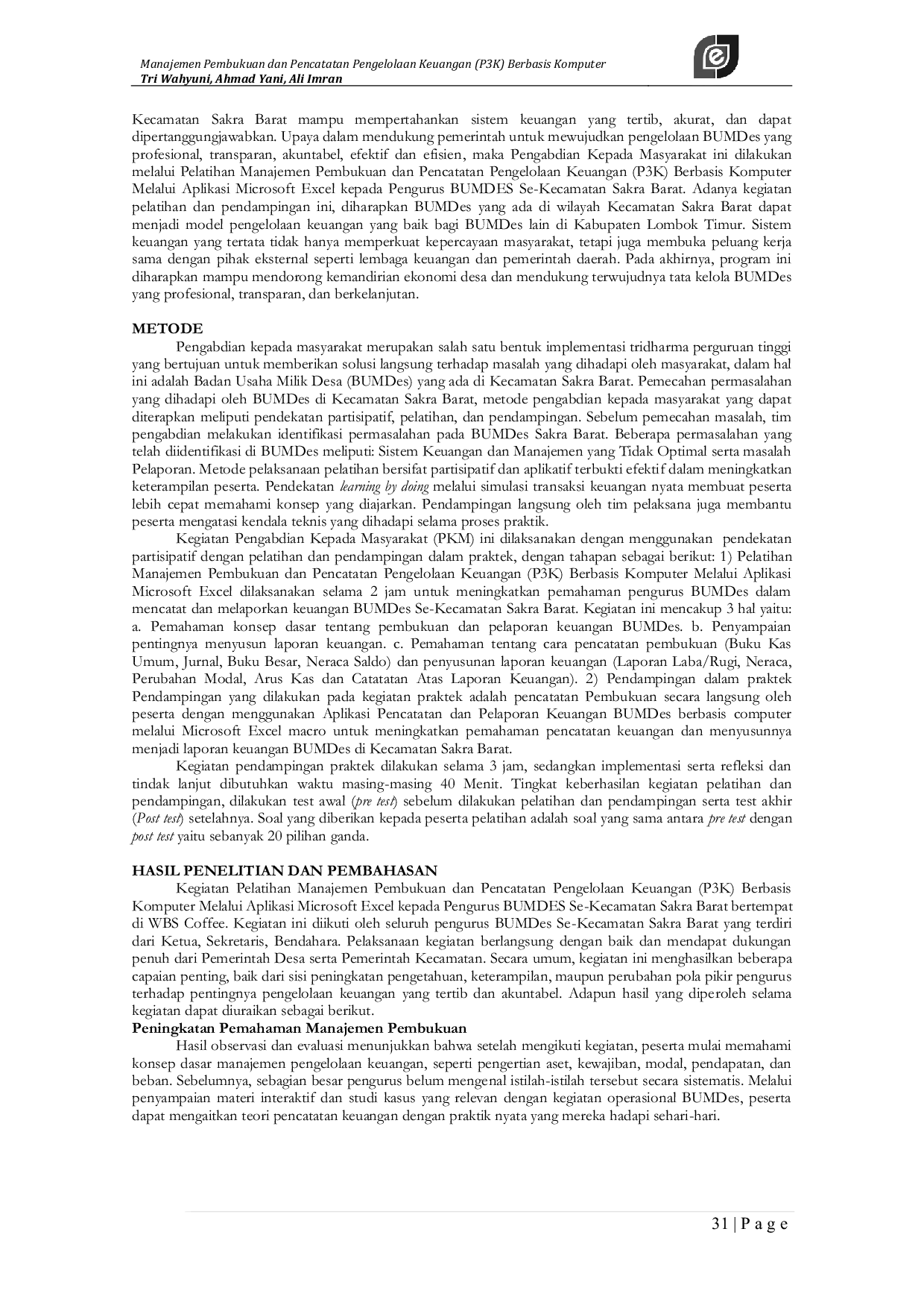 JURIS Manajemen Pembukuan dan Pencatatan Pengelolaan Keuangan P3K Berbasis Komputer