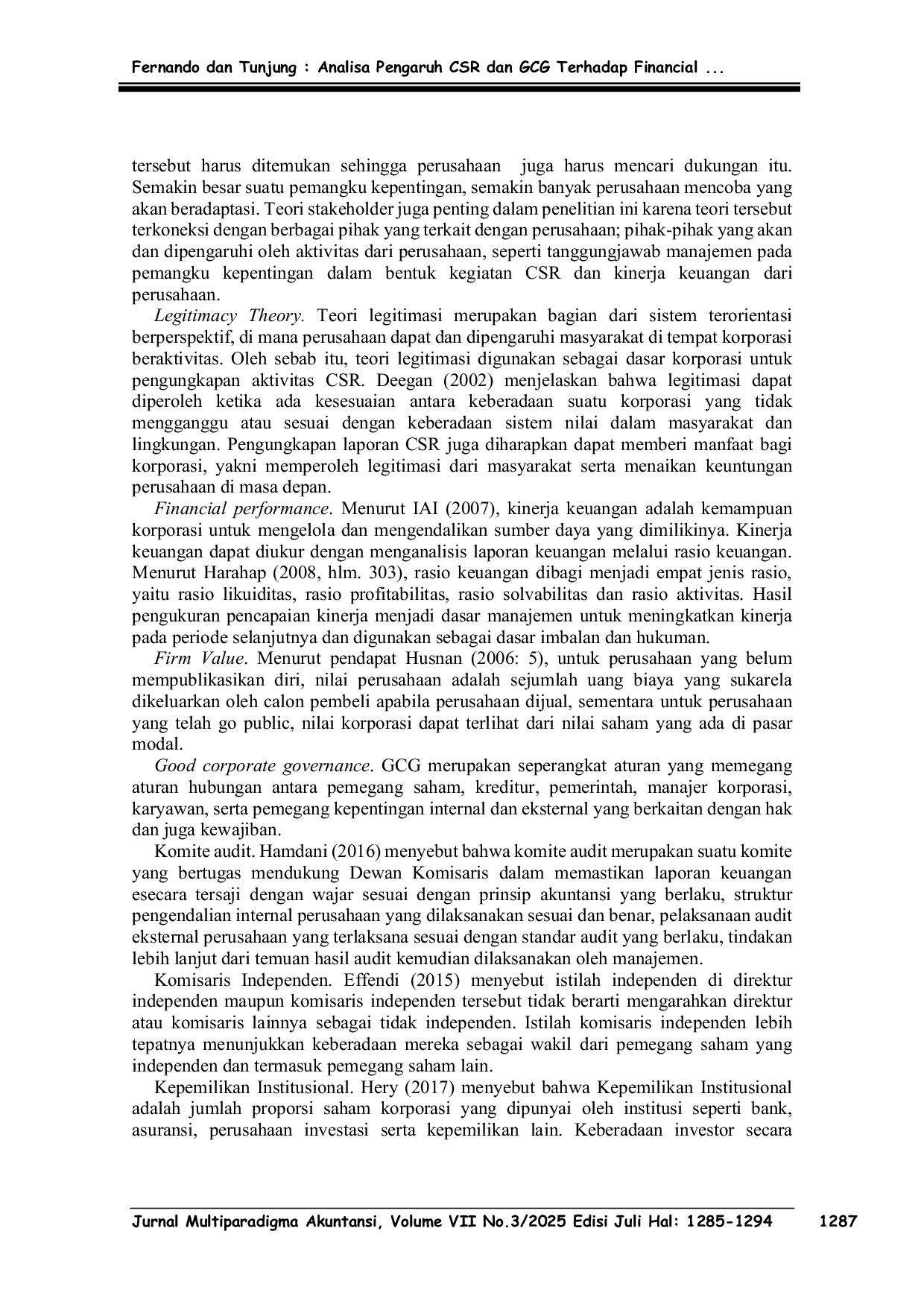 JURIS Analisa Pengaruh CSR dan GCG Terhadap Financial Performance Perhotelan Indonesia Tahun 2019 2021