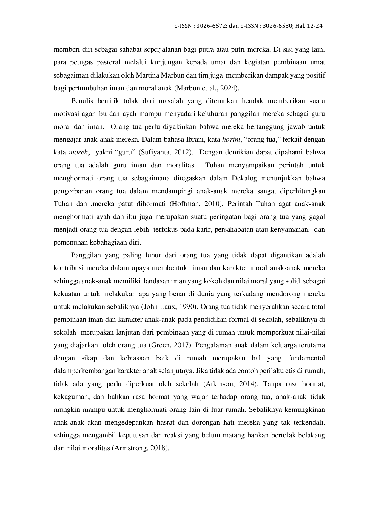 JURIS Perintah Untuk Menghormati Ayah Dan Ibu Suatu Tinjauan Moralitas Dekalog