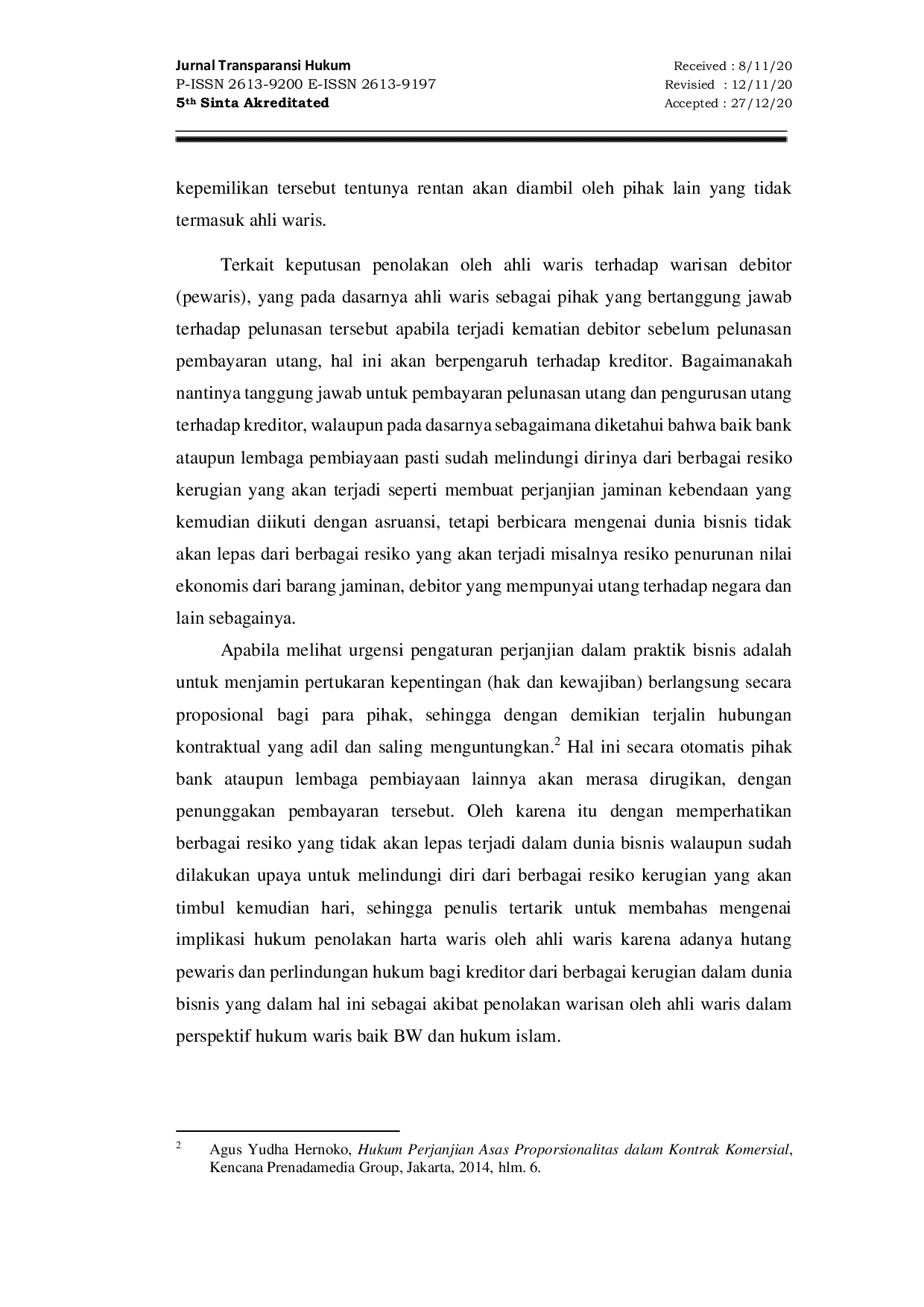 JURIS Implikasi Hukum Penolakan Waris Akibat Adanya Gugatan Hutang Piutang Pewaris Dalam Perspektif Hukum Perdata