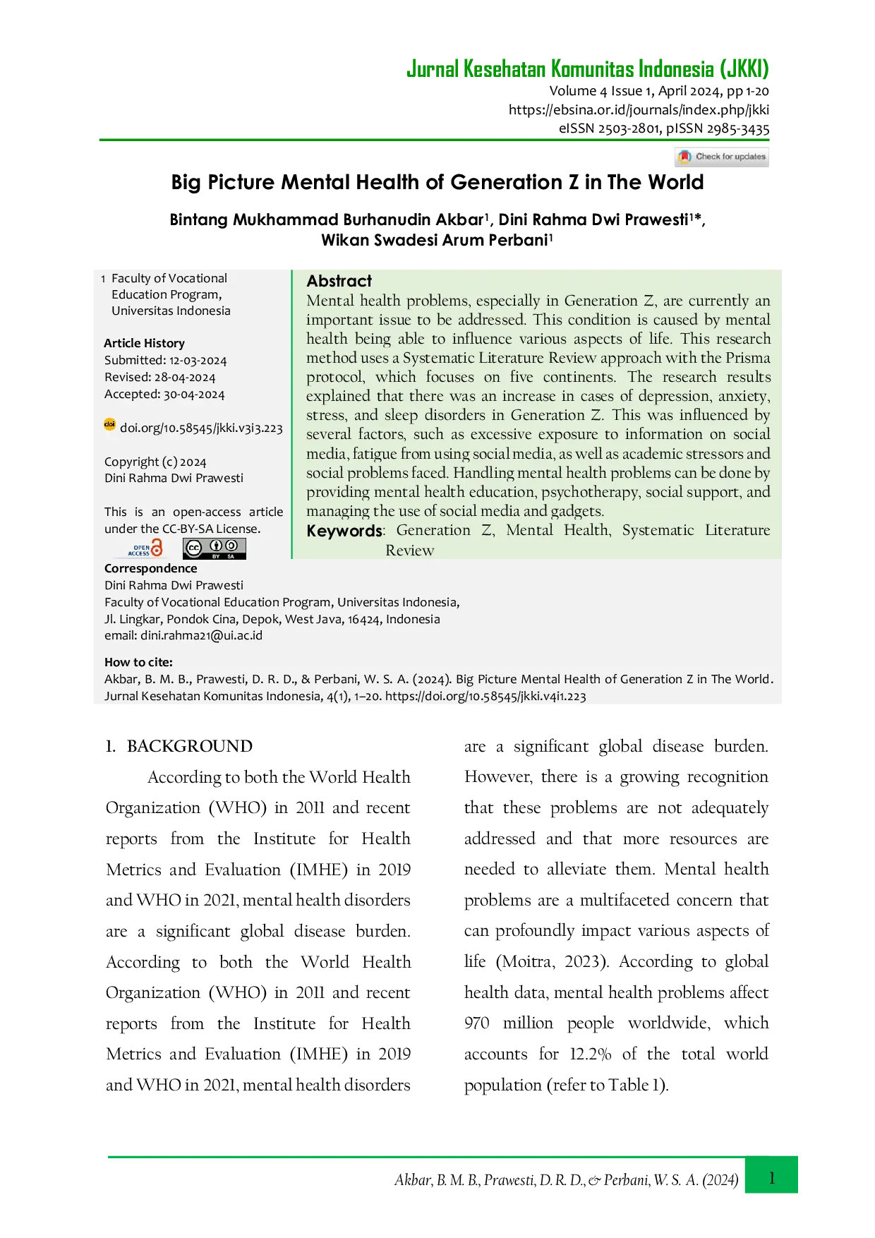 JURIS Big Picture Mental Health of Generation Z in The World