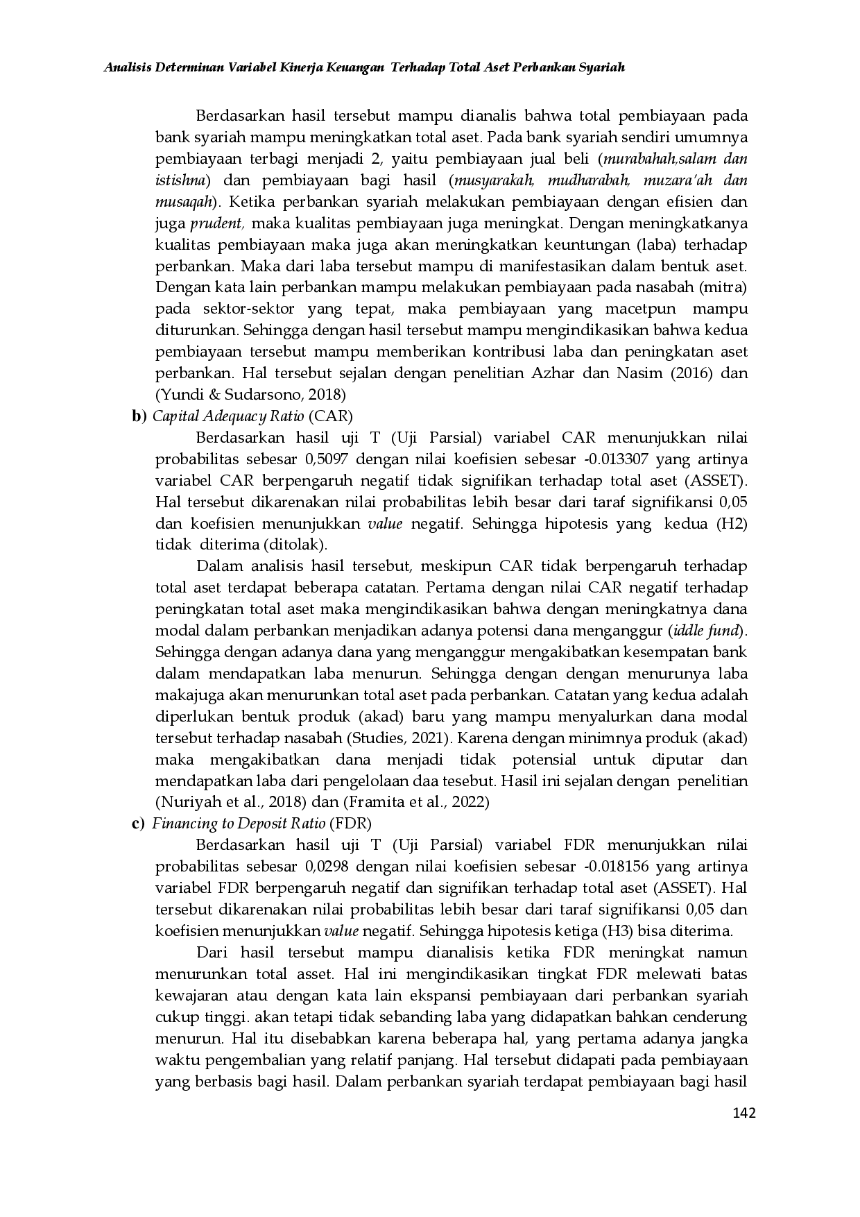 juris Analisis Determinan Variabel Kinerja Keuangan Terhadap Total Aset Perbankan Syariah