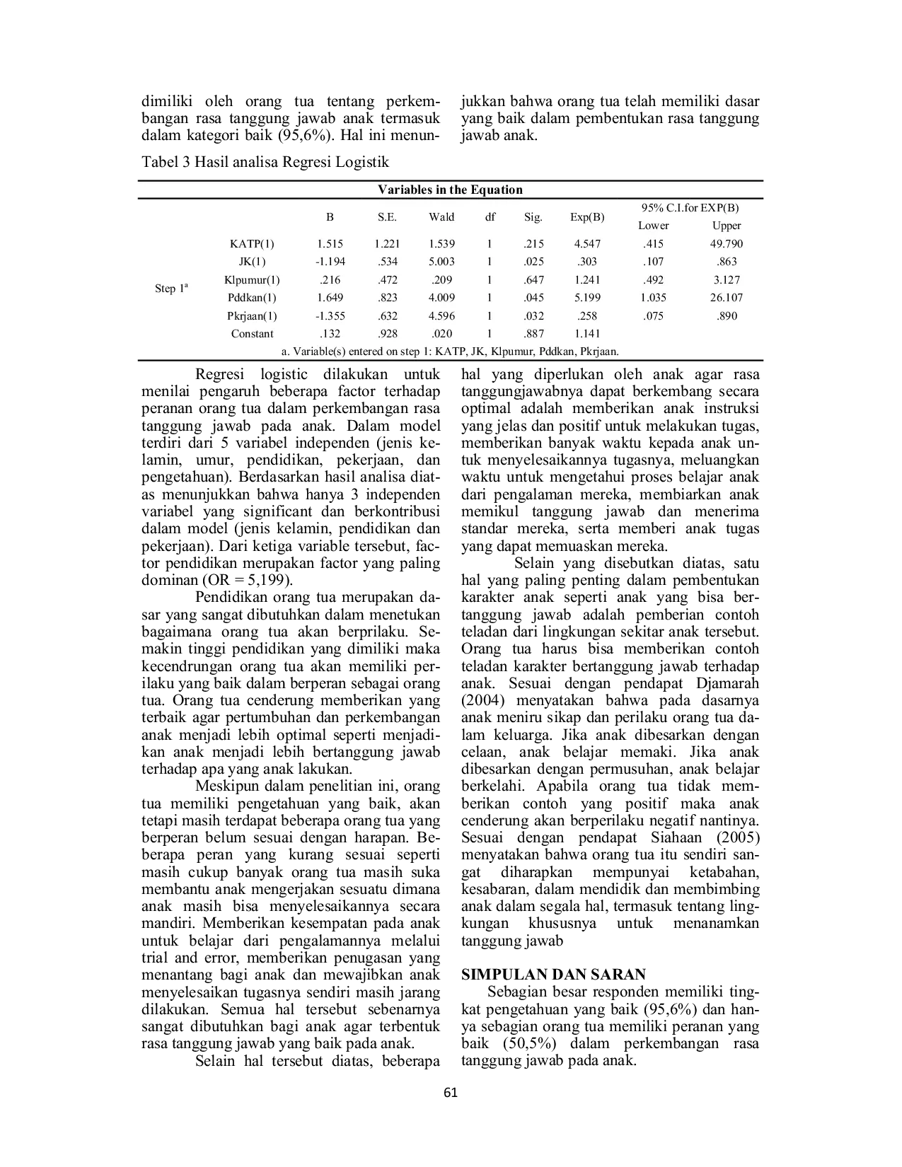 JURIS Analisis Faktor yang Mempengaruhi Peranan Orang Tua dalam Pengembangan Sikap Tanggung Jawab pada Anak