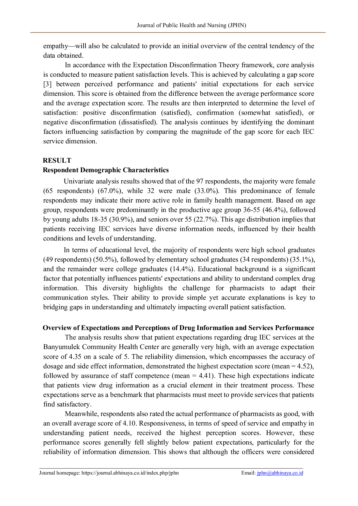 JURIS Patient Satisfaction Level With Prescription Communication Information And Education IEC Services