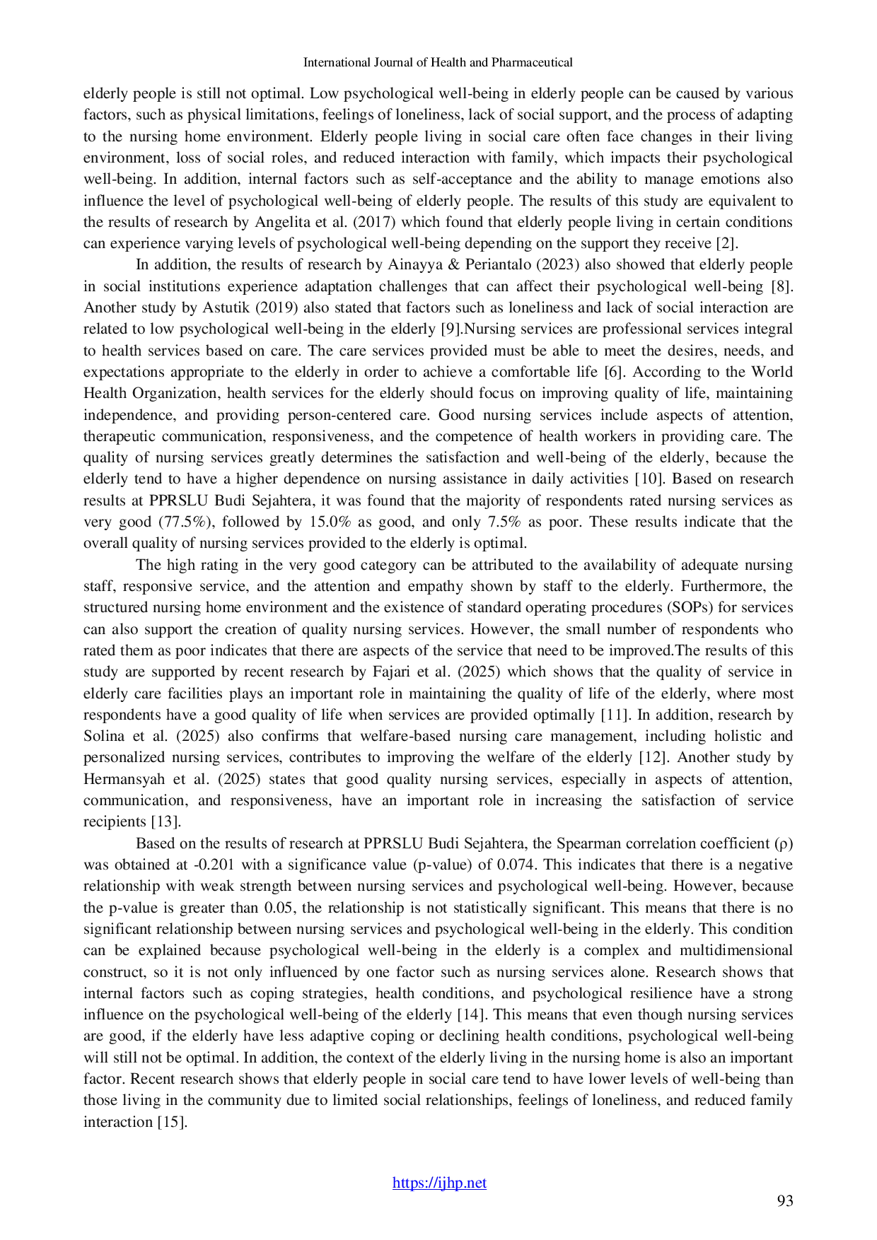 JURIS The Relationship Between Nursing Services and Psychological Well Being in The Elderly