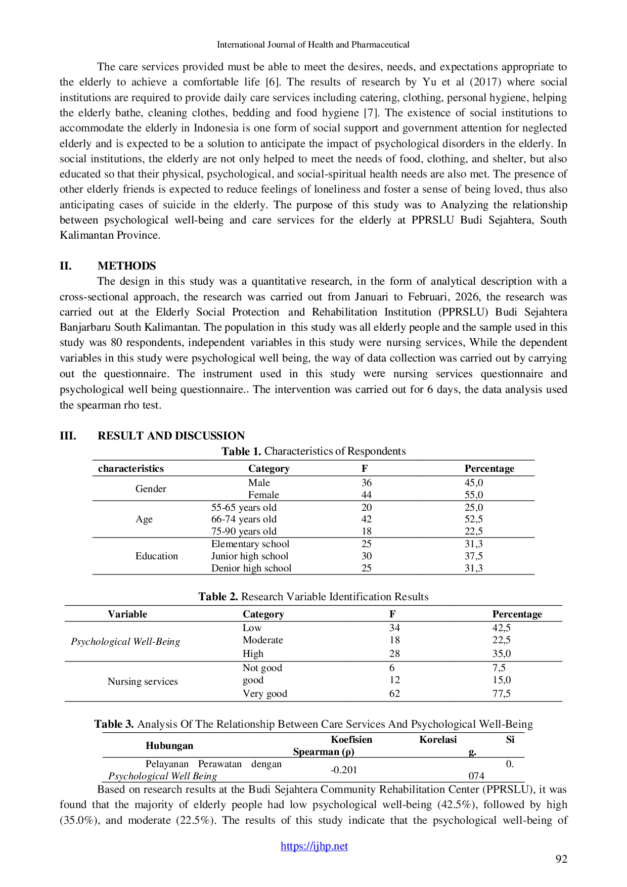 JURIS The Relationship Between Nursing Services and Psychological Well Being in The Elderly