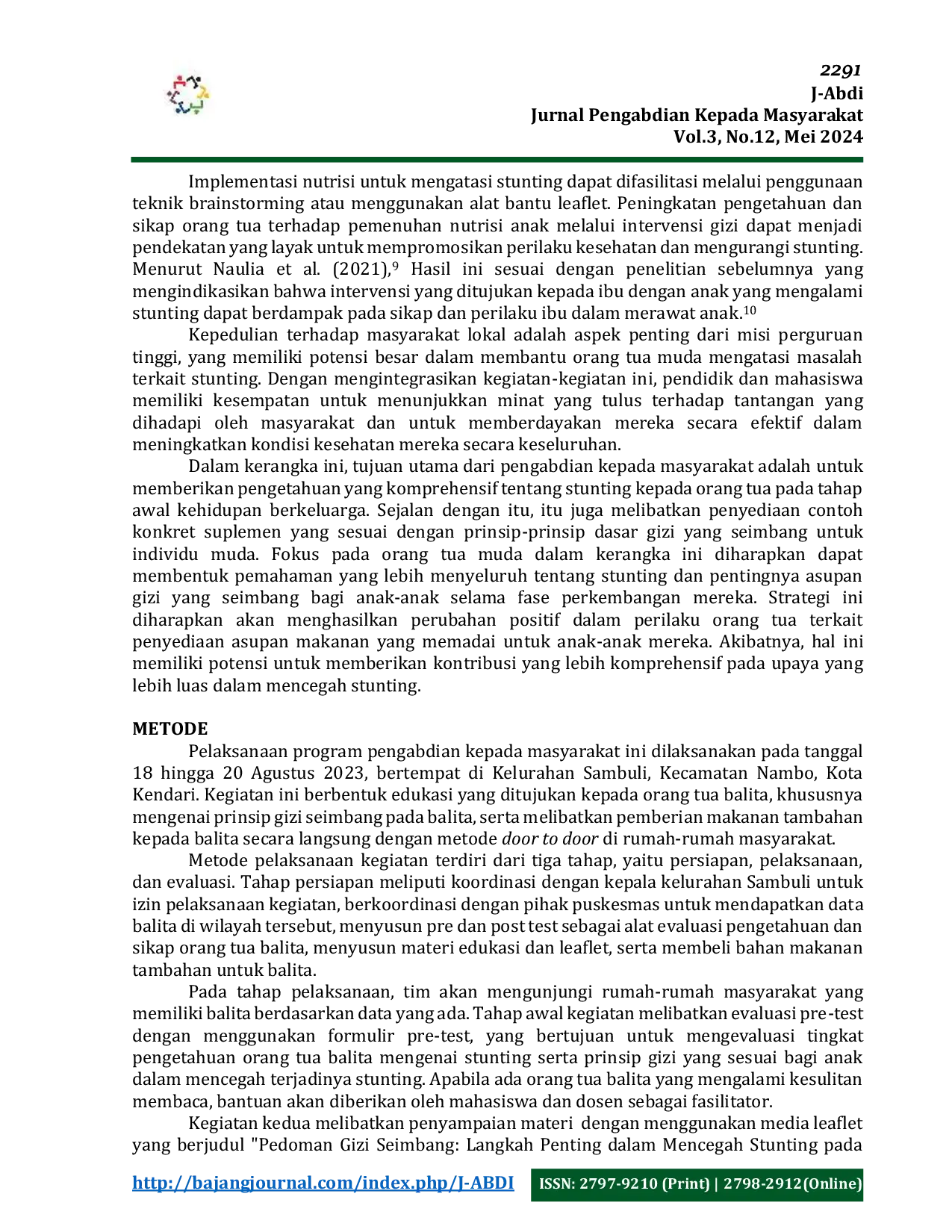 JURIS Pola Makan Seimbang Pertumbuhan Optimal Gizi Dan Pemberian Makanan Tambahan Sebagai Langkah Awal Pencegahan Stunting Pada Balita