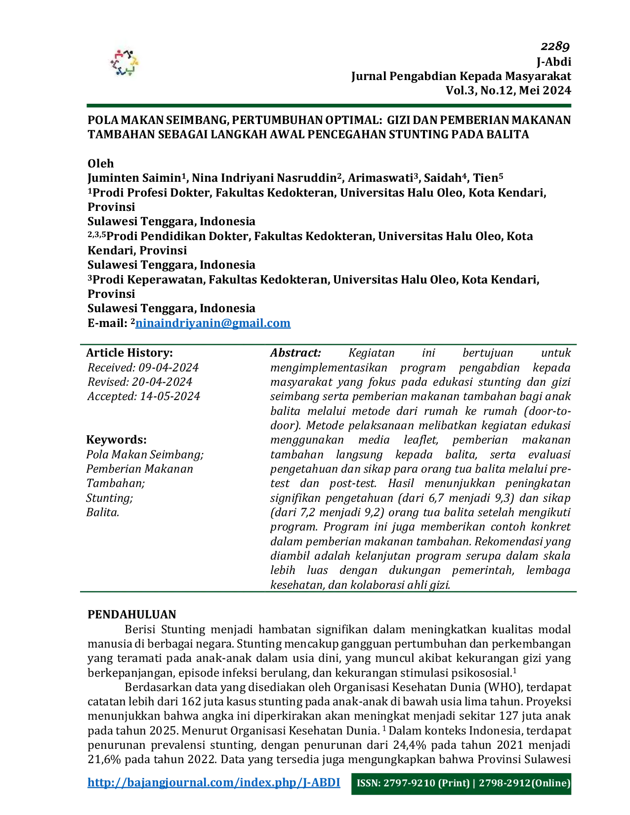 JURIS Pola Makan Seimbang Pertumbuhan Optimal Gizi Dan Pemberian Makanan Tambahan Sebagai Langkah Awal Pencegahan Stunting Pada Balita