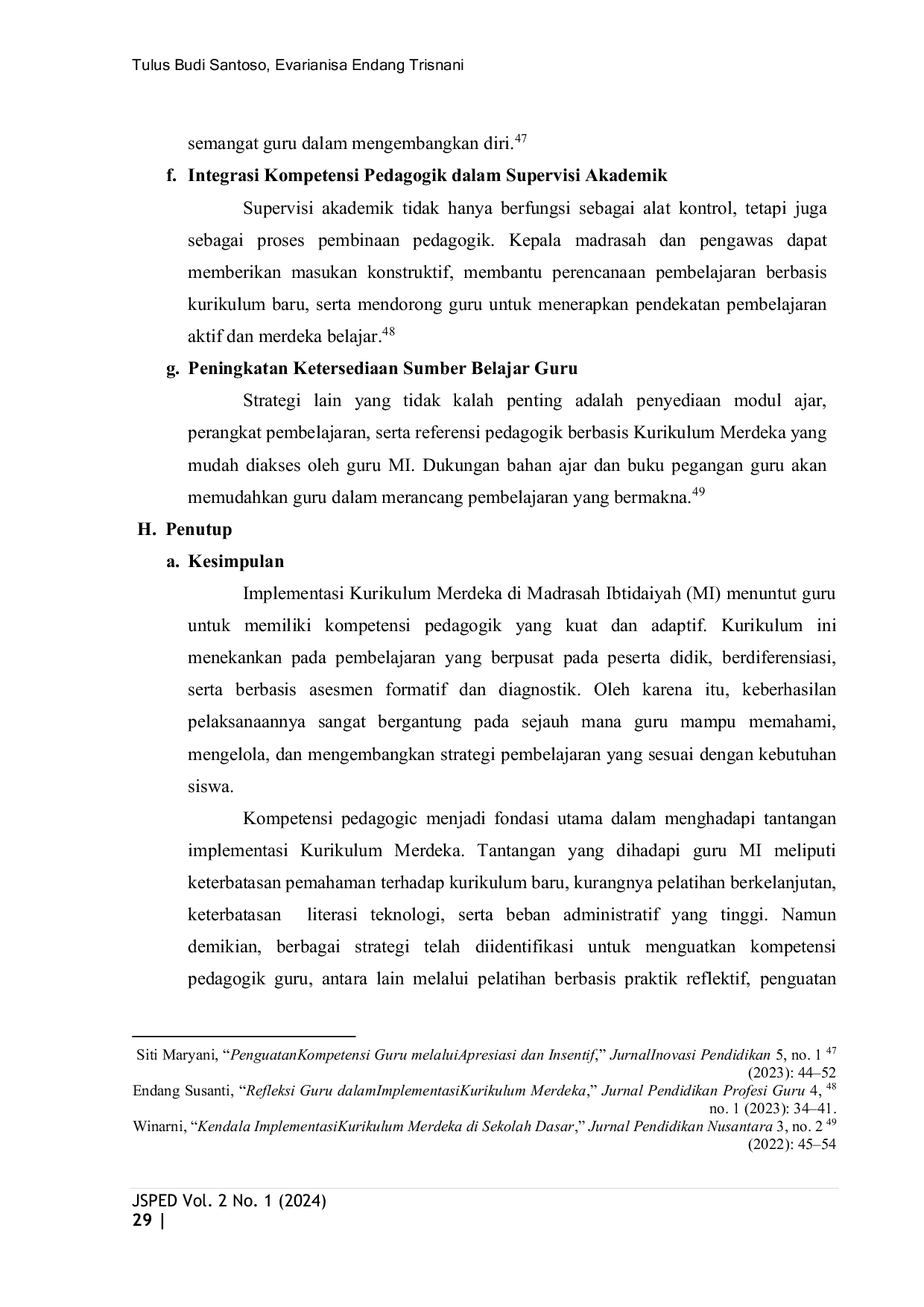 JURIS Kompetensi Pedagogik Guru MI dalam Mengimplementasikan Kurikulum