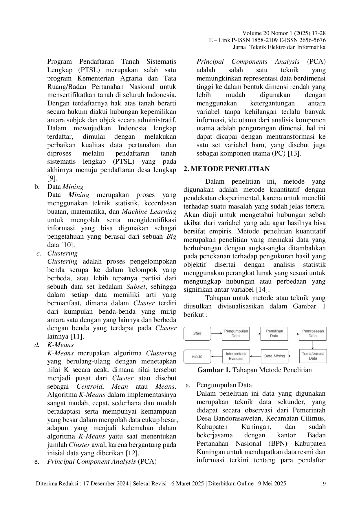 JURIS Optimasi Nilai Davies Bouldin Index pada Program Pendaftaran Tanah Sistematis Lengkap PTSL Menggunakan Algoritma K Means dan PCA