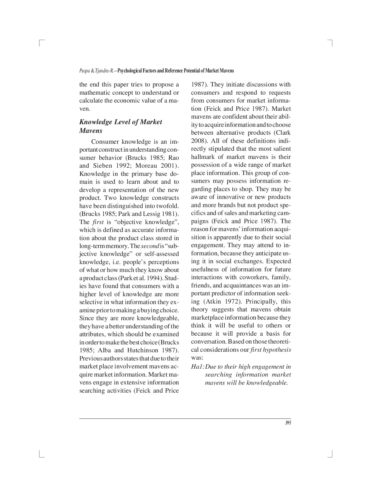 juris Psychological Factors and Reference Potential of Market Mavens