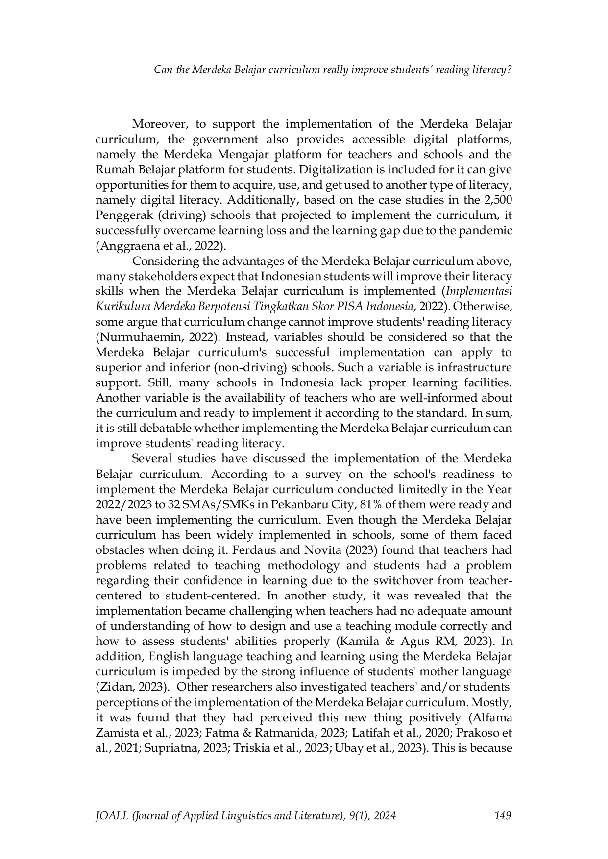 JURIS Can the Merdeka Belajar Curriculum Really Improve Students Reading Literacy