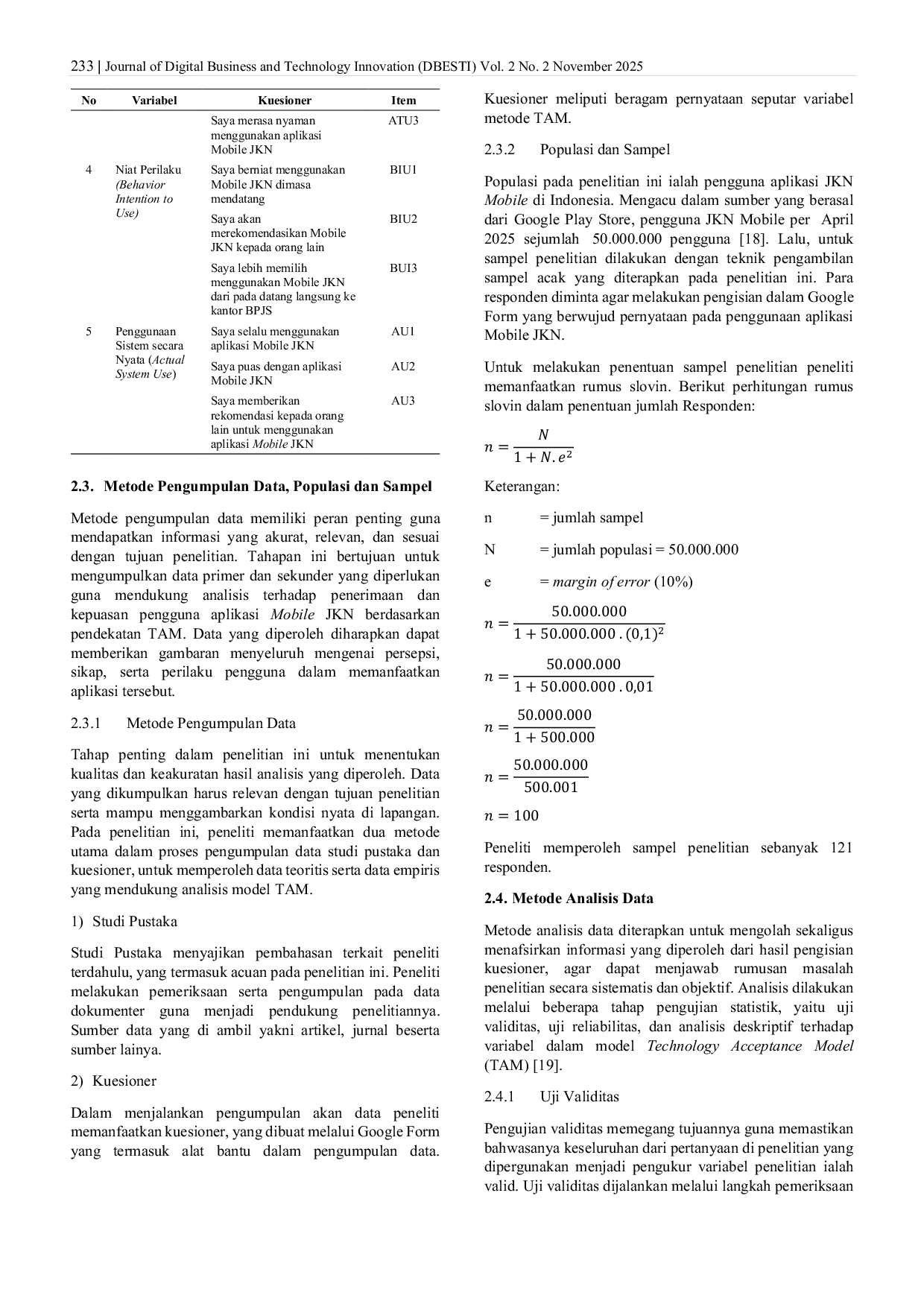 JURIS Analisis Kepuasan Pengguna terhadap Aplikasi Mobile JKN Menggunakan Technology Acceptance Model TAM