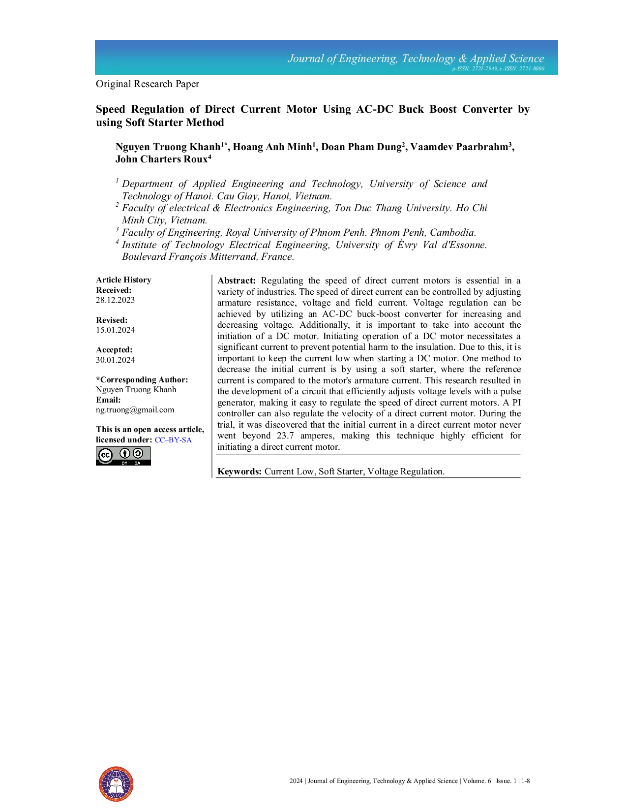 JURIS Speed Regulation Of Direct Current Motor Using AC DC Buck Boost Converter By Using Soft Starter Method