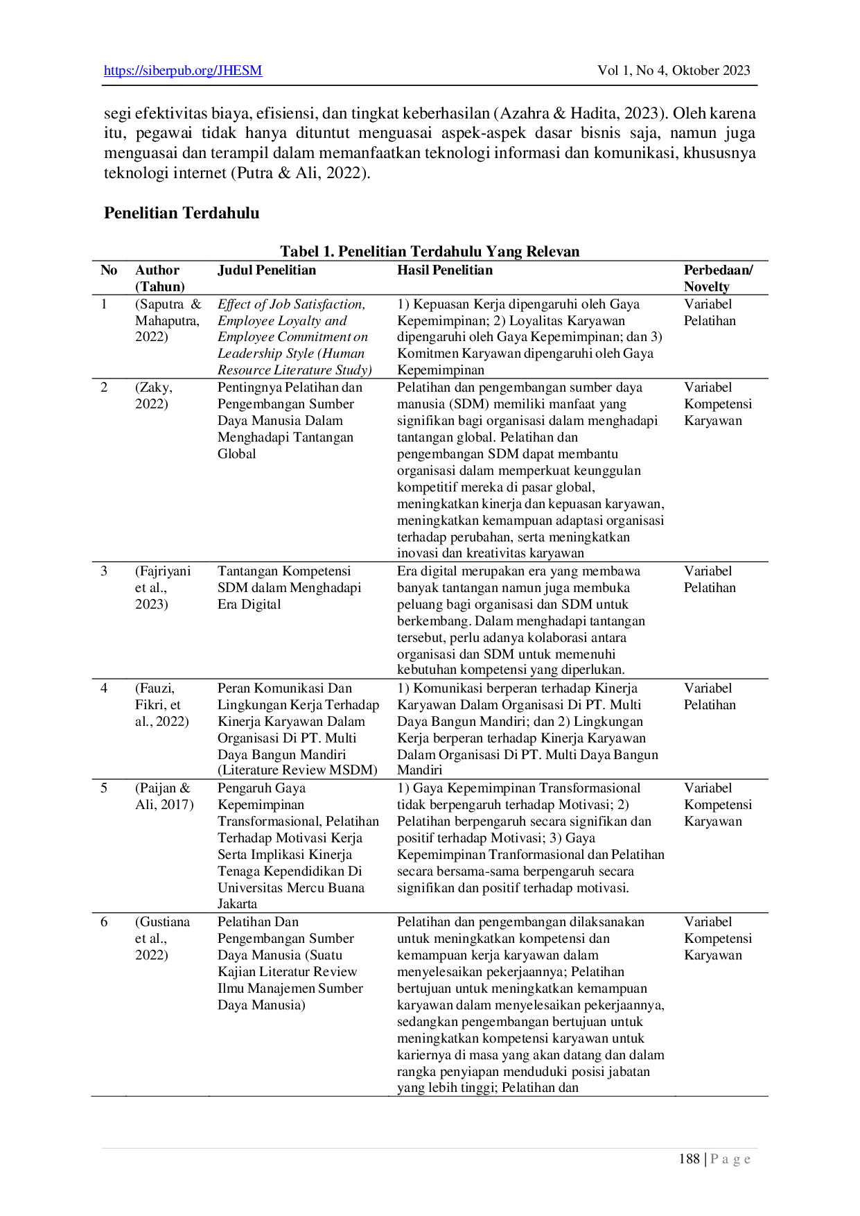 JURIS Pengaruh Pelatihan dalam Meningkatkan Kompetensi Karyawan