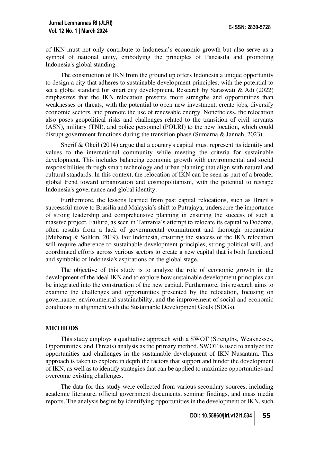 JURIS Opportunities and Challenges in the Development of A Sustainable Capital City of Nusantara