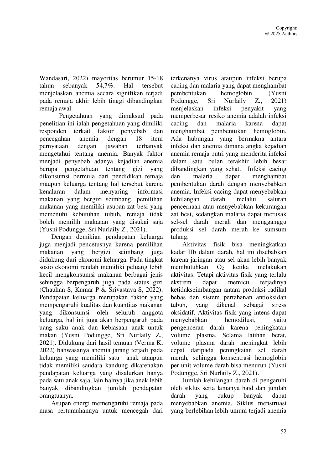 JURIS Pengetahuan Remaja Putri Tentang Faktor Penyebab Dan Pencegahan Anemia