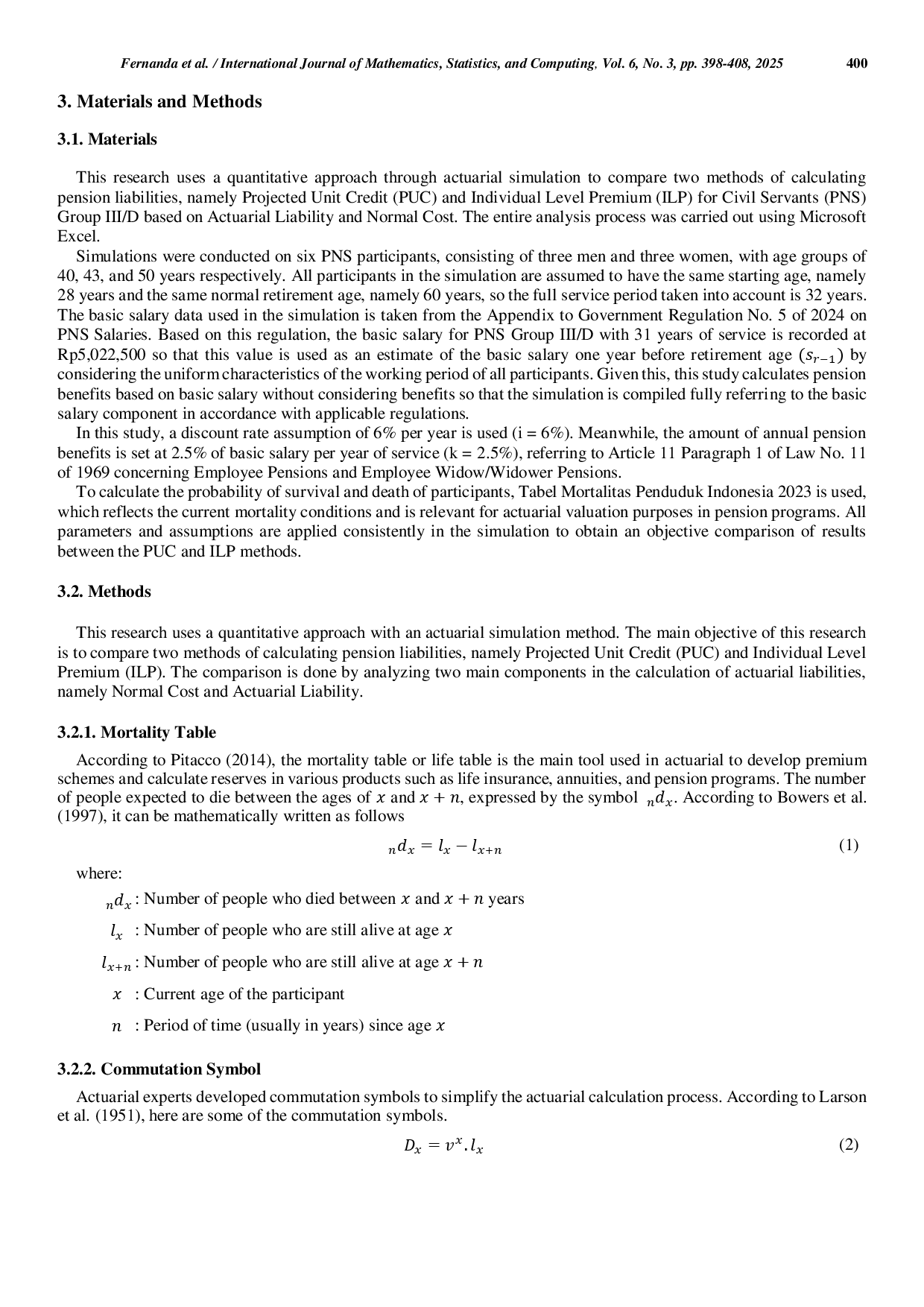 juris Actuarial Analysis of PNS Group III D Pension Fund Comparison of Projected Unit Credit and Individual Level Premium Methods