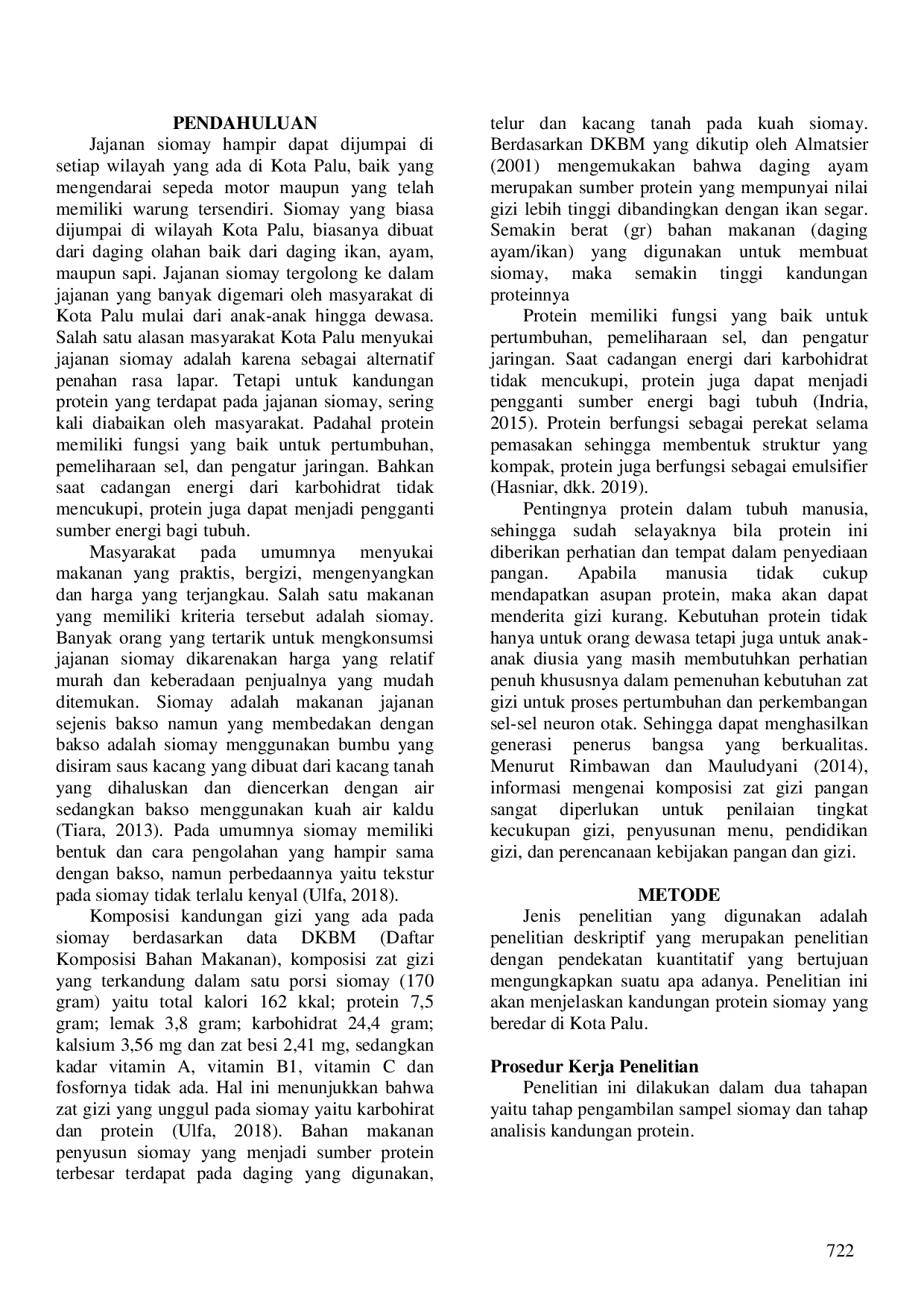 JURIS Kandungan Protein Siomay yang Beredar di Kota Palu dan Pemanfaatannya Sebagai Media Pembelajaran