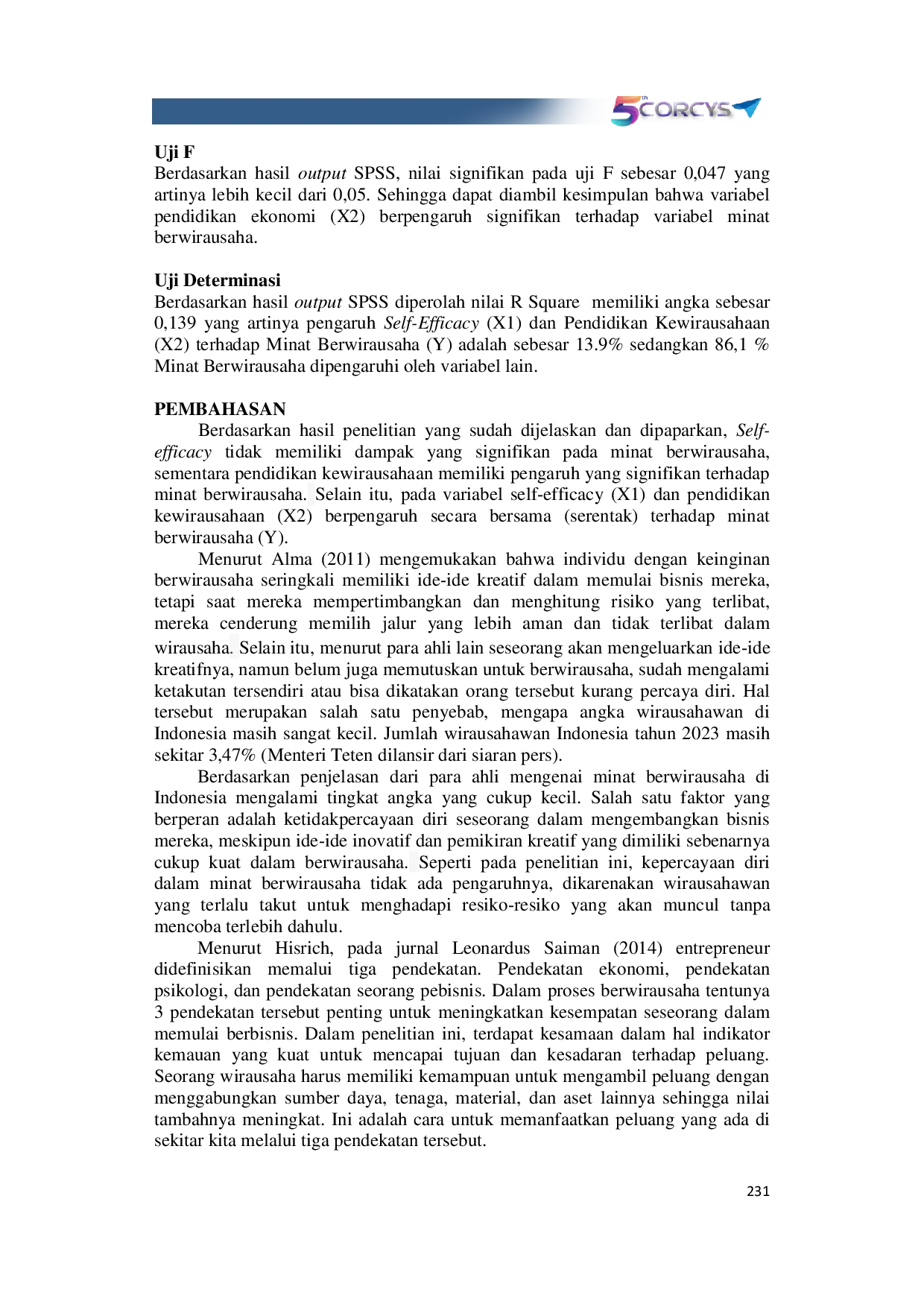 JURIS Pengaruh Self Efficacy Dan Pendidikan Kewirausahaan Terhadap Minat Berwirausaha Para Santri Di Pondok Pesantren Fathul Ulum Jombang
