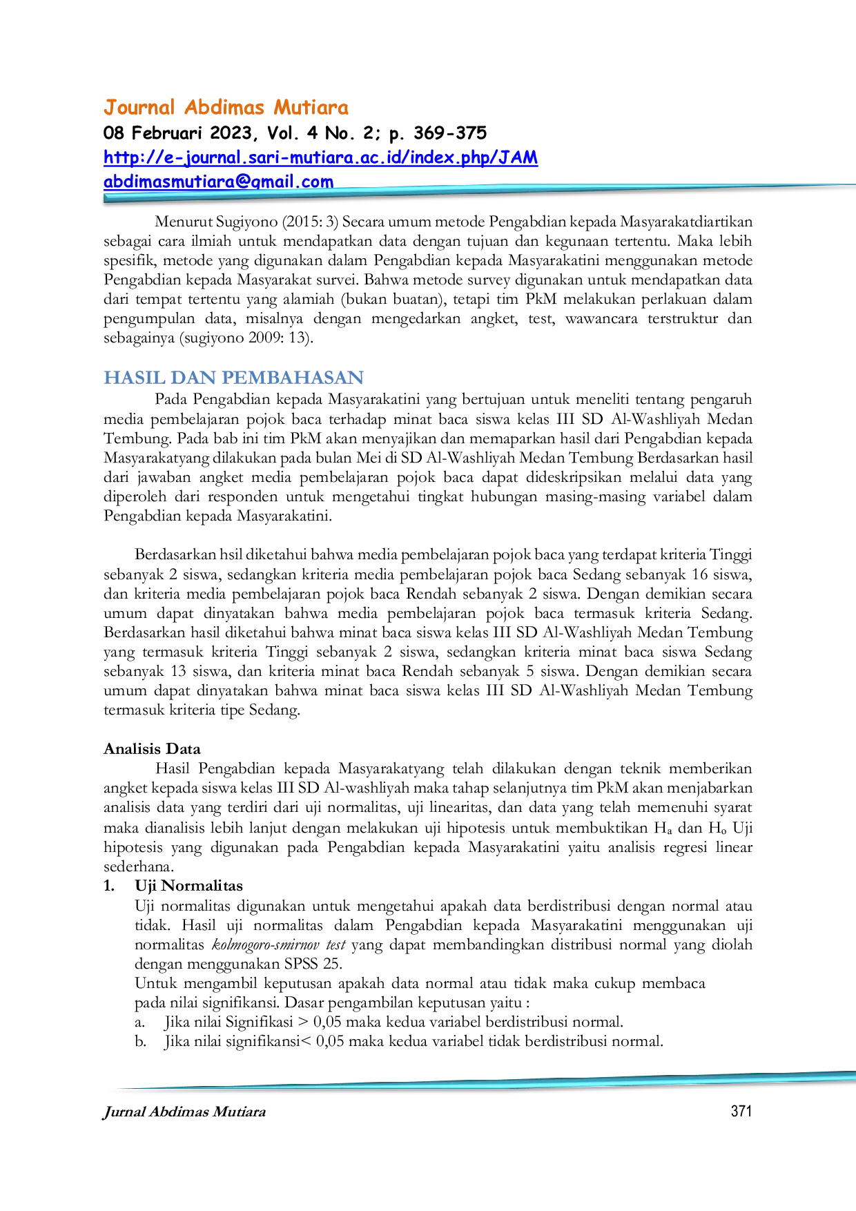 JURIS Implementasi Media Pembelajaran Pojok Baca Terhadap Minat Baca Siswa Kelas II SDN Al Washliyah Medan Tembung