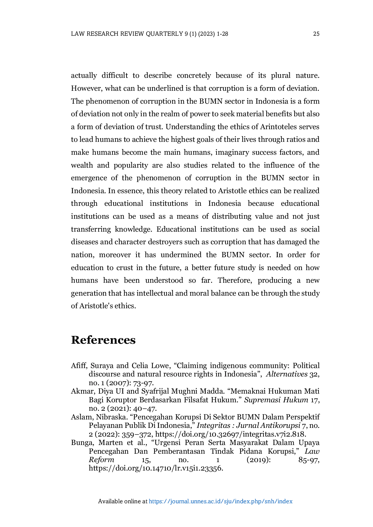 JURIS Law Enforcement of Corruption Crimes in the State Owned Enterprises Sector in Indonesia