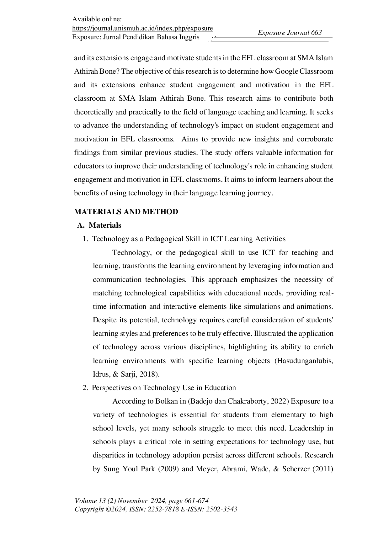 JURIS The Impact of Google Classroom and Extension on Student s Motivation and Engagement in EFL Classroom The Case Study of SMA Islam Athirah Bone