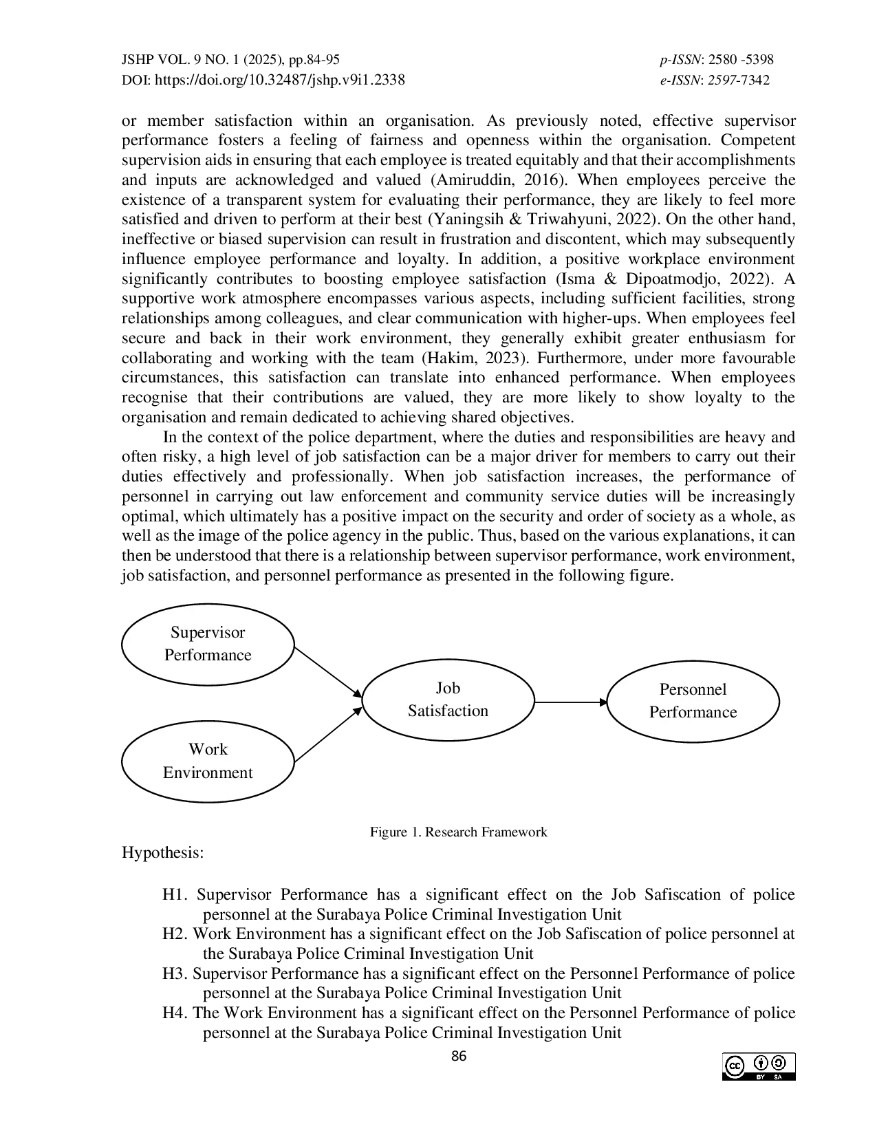 JURIS Does Job Satisfaction Mediate the Effect of Supervisor Performance and Work Environment on Personnel Performance in Police Department
