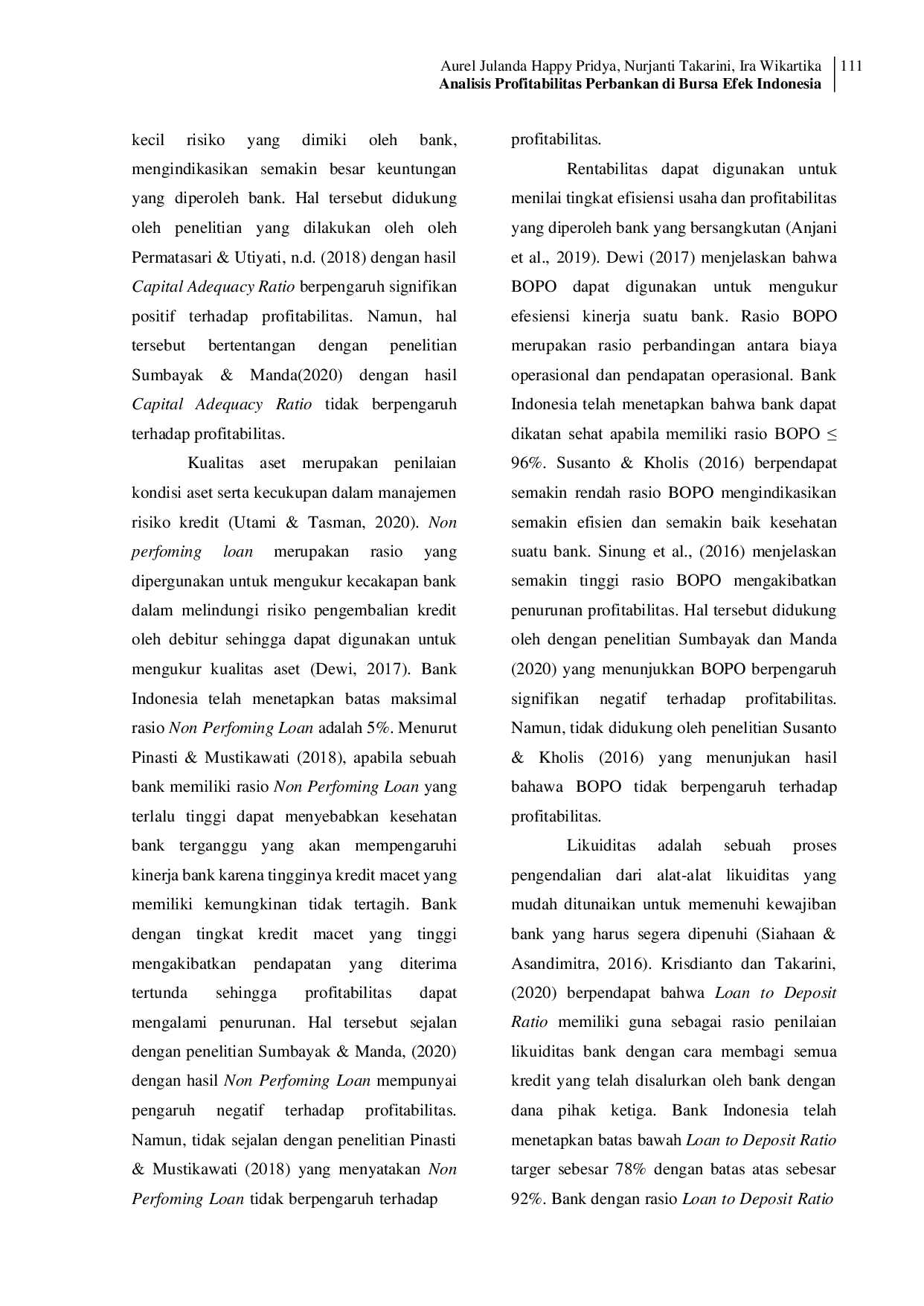 JURIS Analisis Profitabilitas Perbankan di Bursa Efek Indonesia