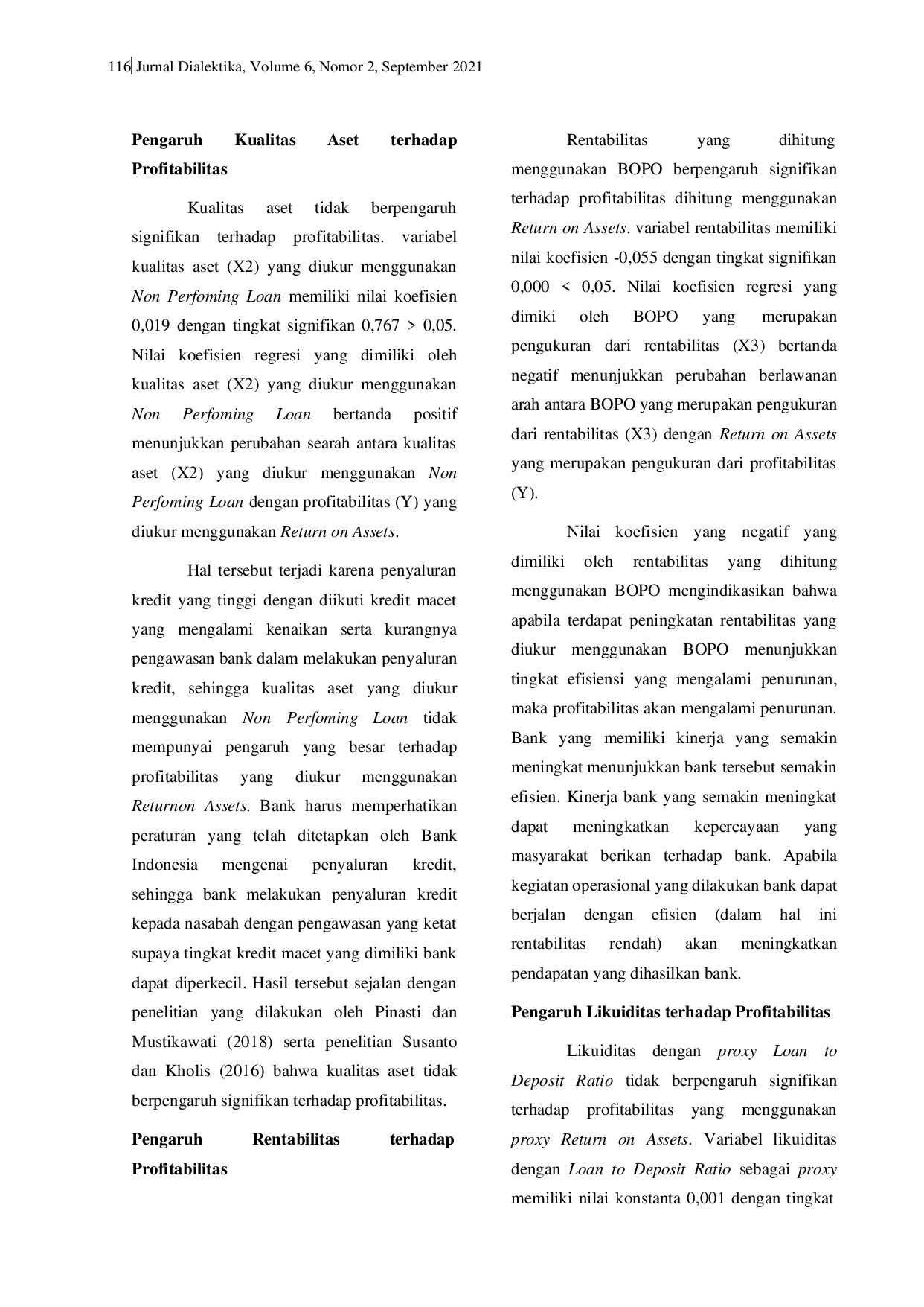 JURIS Analisis Profitabilitas Perbankan di Bursa Efek Indonesia