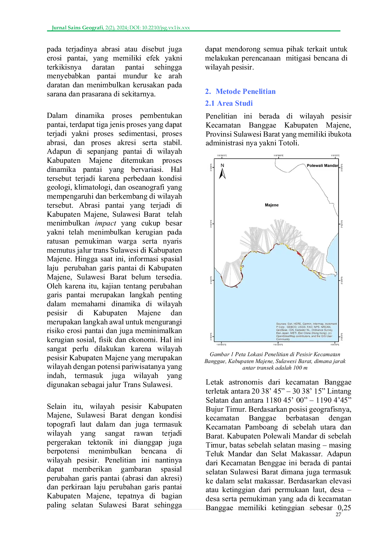 JURIS Perubahan Garis Pantai Menggunakan Digital Shoreline Analysis System di Pesisir Kecamatan Banggae Kabupaten Majene Provinsi Sulawesi Barat