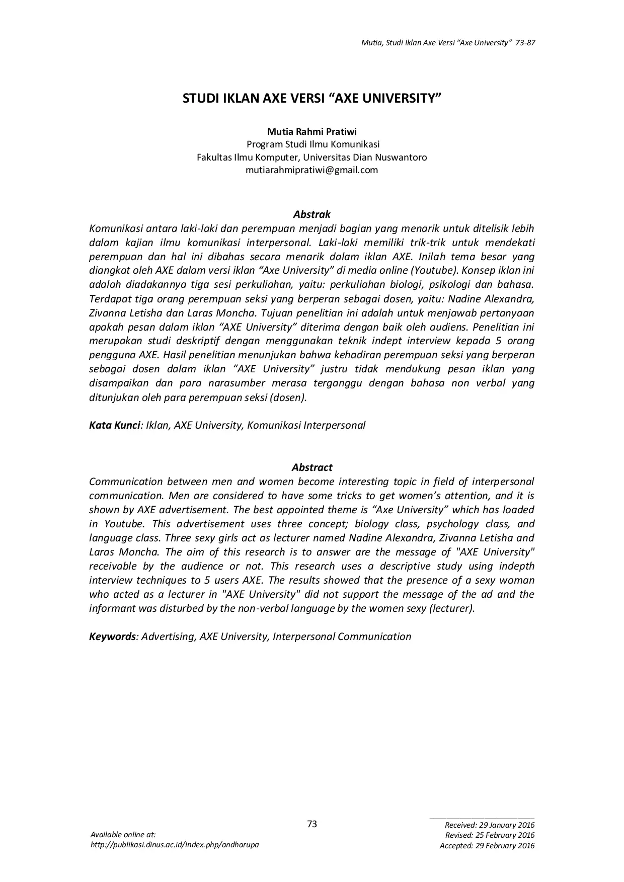 JURIS Studi Iklan Axe Versi Axe University