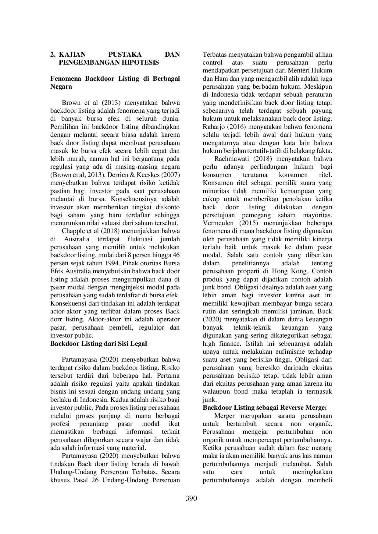 JURIS Analisis Backdoor Listing Di Indonesia Pada Periode 2009 Hingga 2021