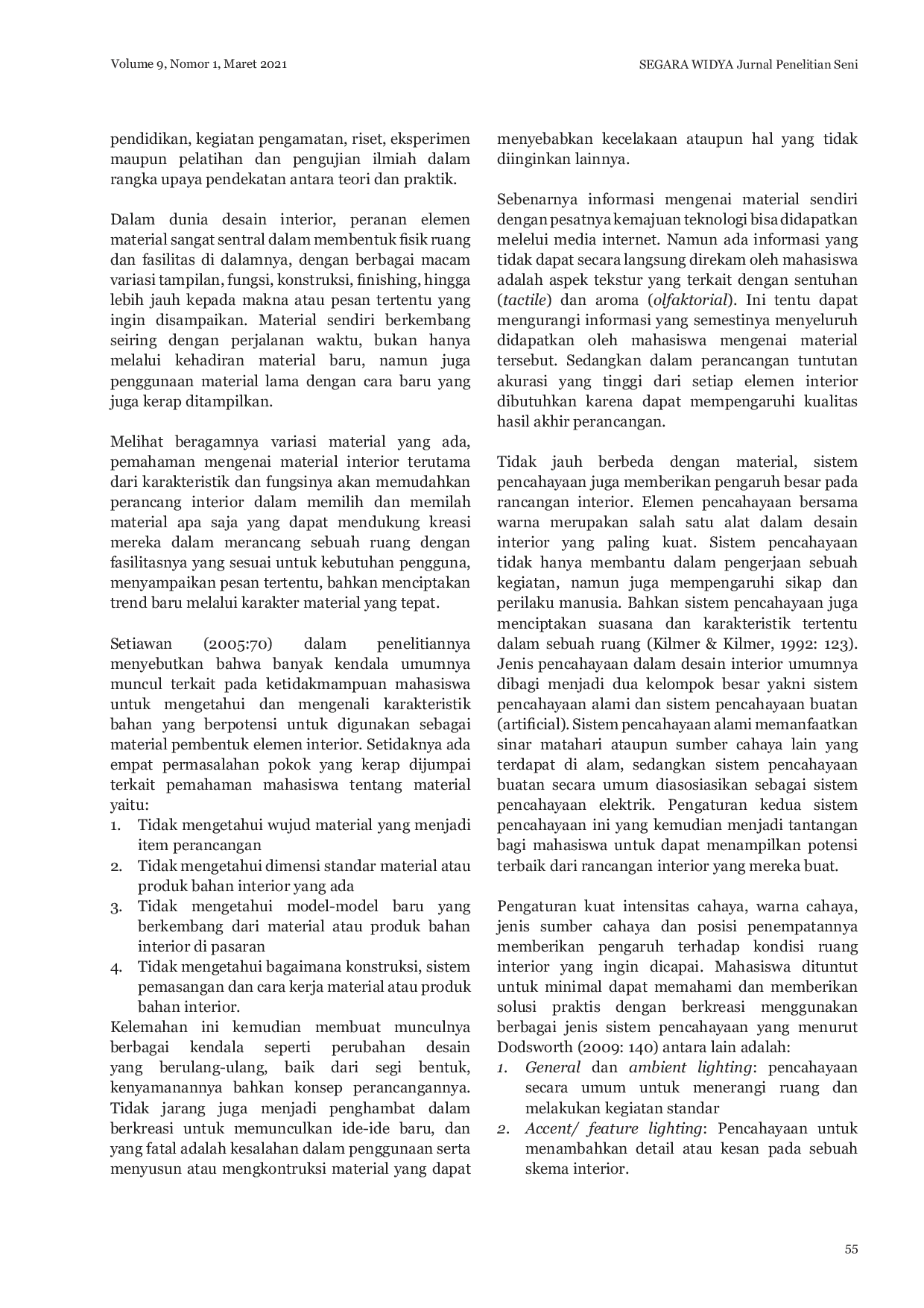 JURIS Perancangan Interior Laboratorium Material Dan Sistem Pencahayaan Di PS Jurusan Desain Interior ISI Denpasar