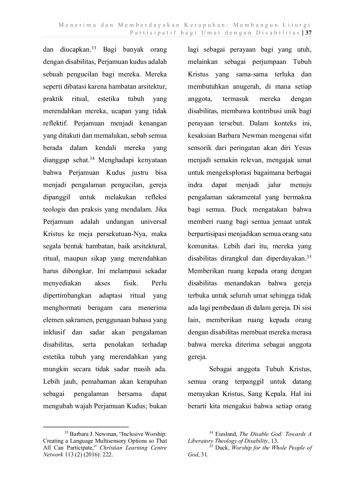 JURIS Menerima dan Memberdayakan Kerapuhan Membangun Liturgi Partisipatif bagi Umat dengan Disabilitas